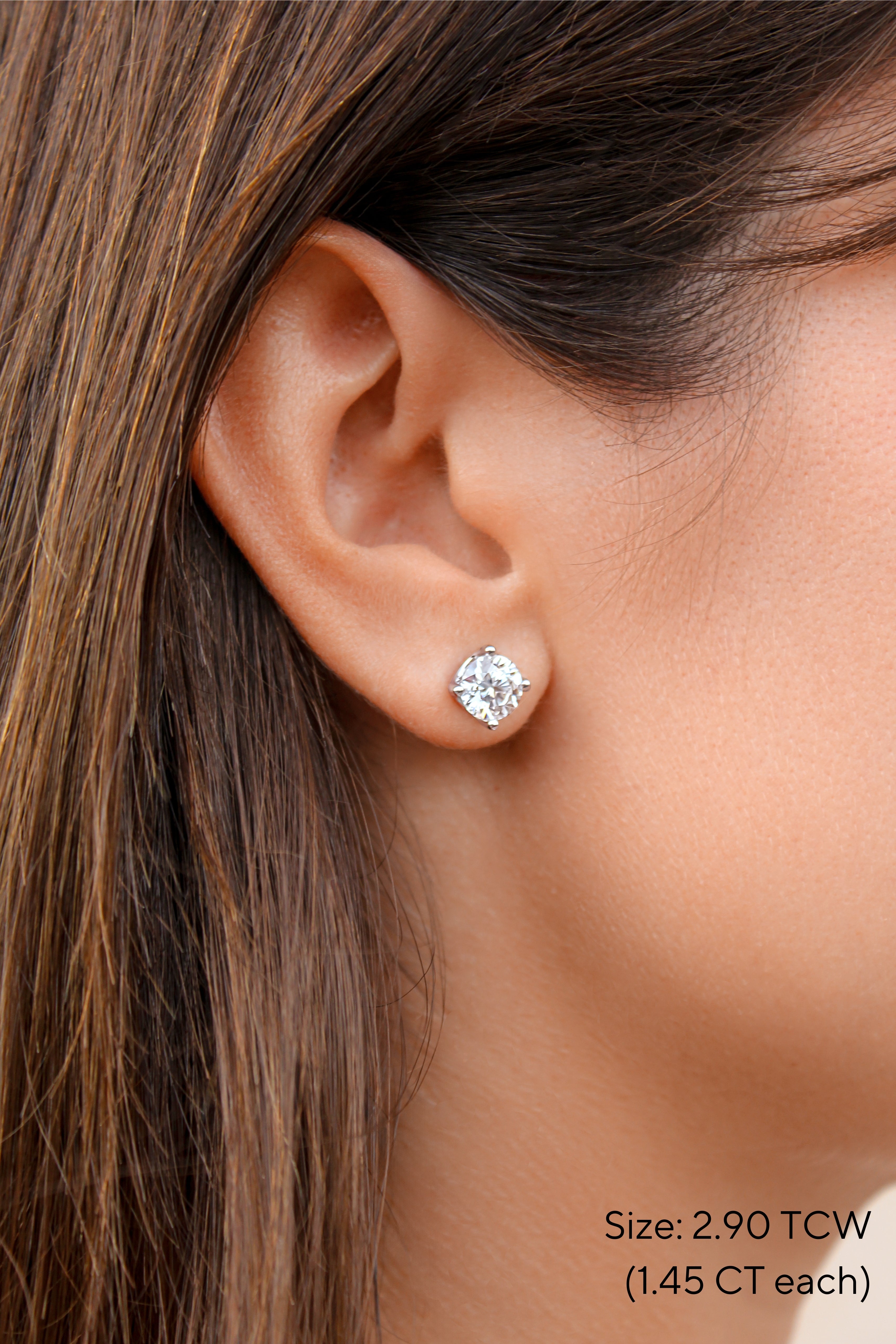Stud Diamond Earrings, 4-prong U setting