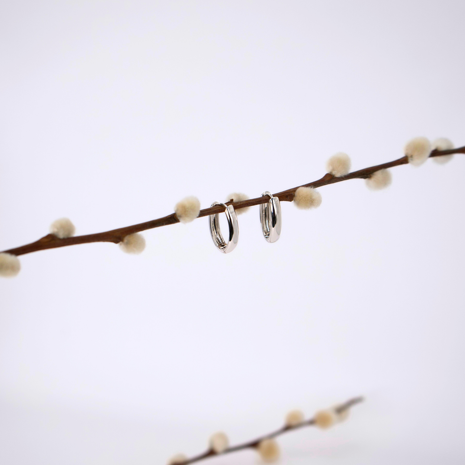 Skinny Oval Silver Hoops