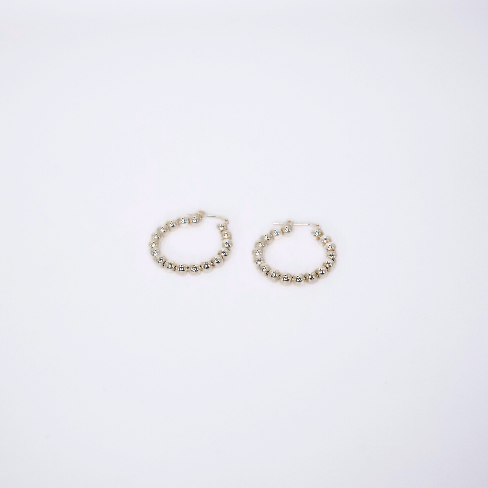 'Snowball' Beaded Silver Hoops