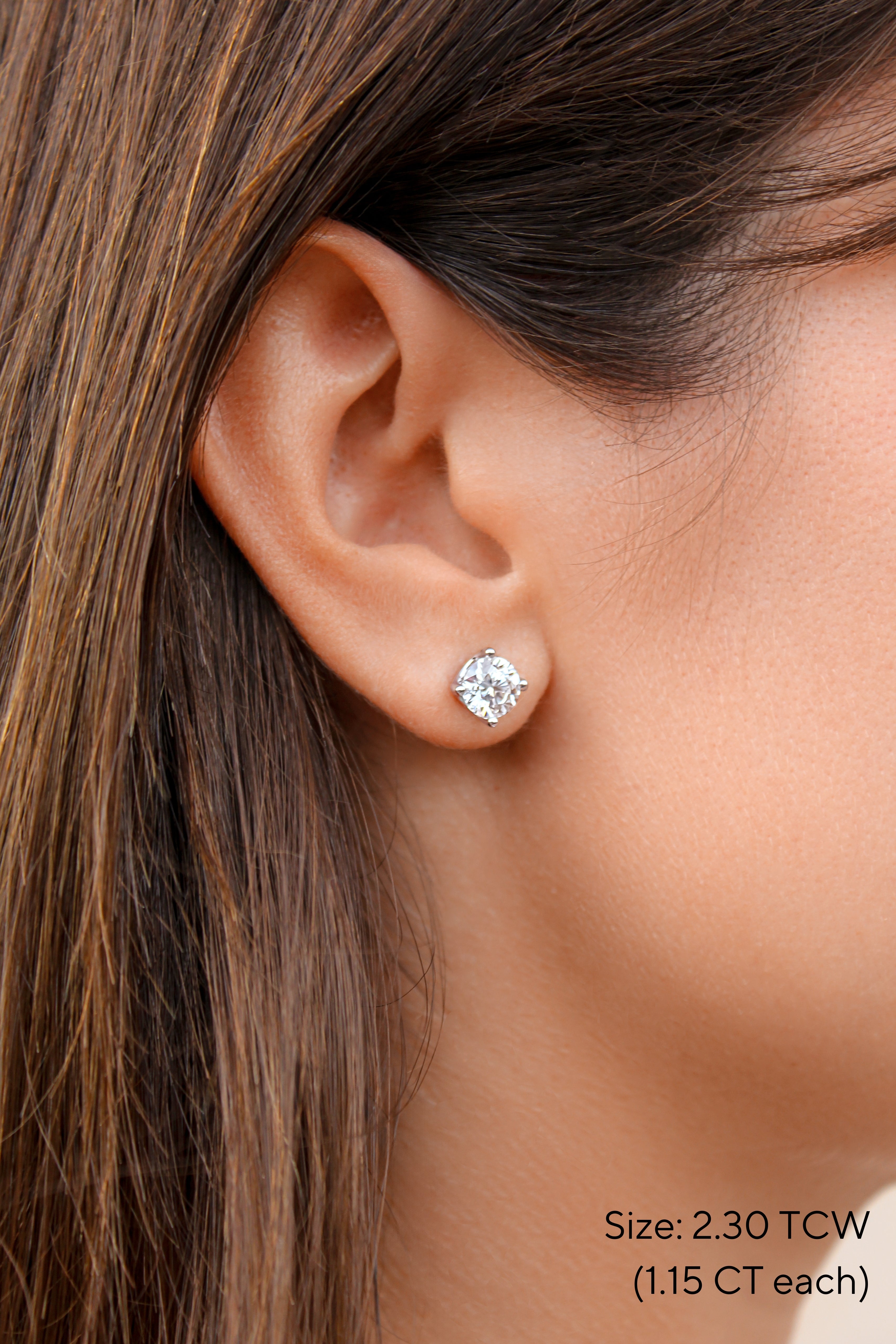 Stud Diamond Earrings, 4-prong U setting