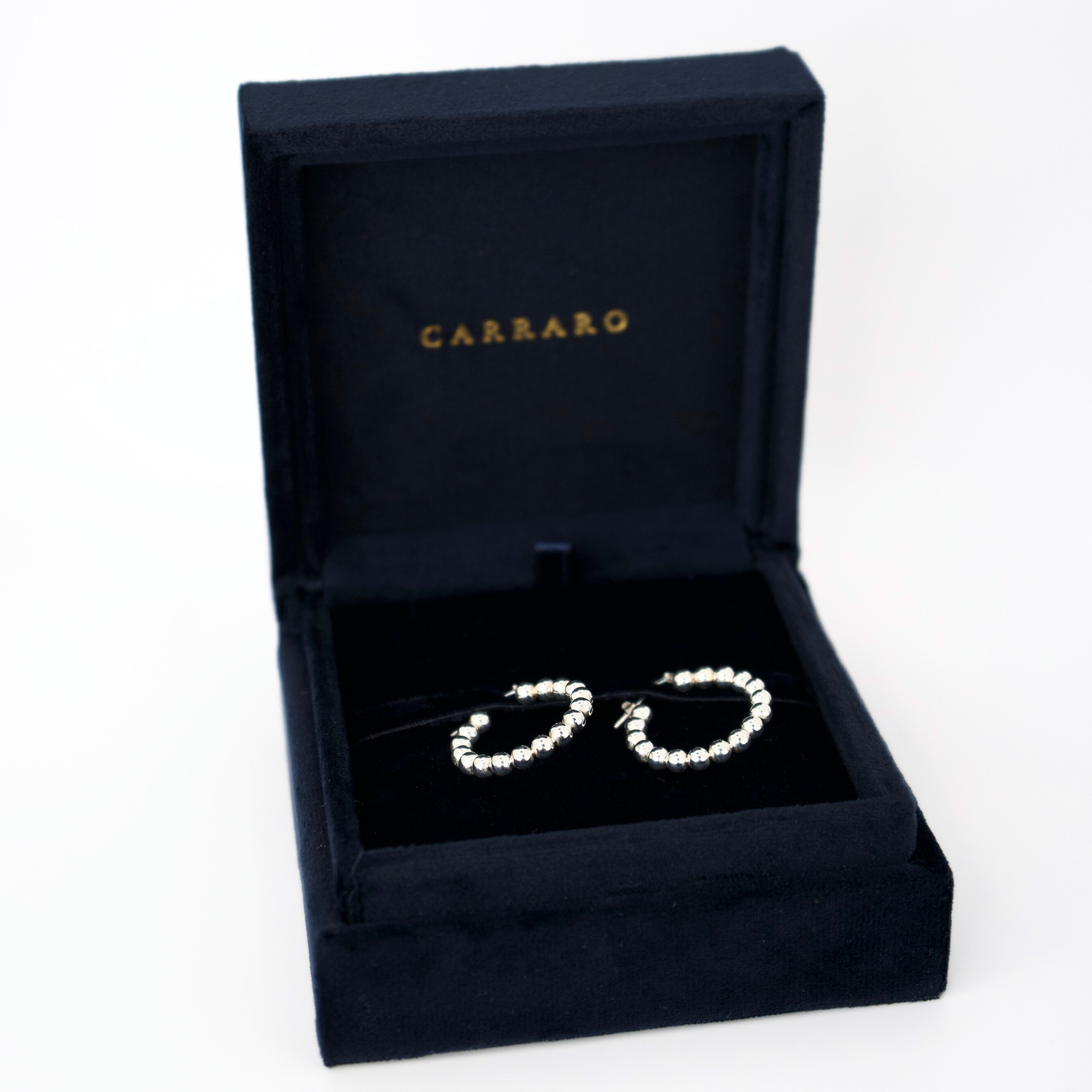 'Snowball' Beaded Silver Hoops