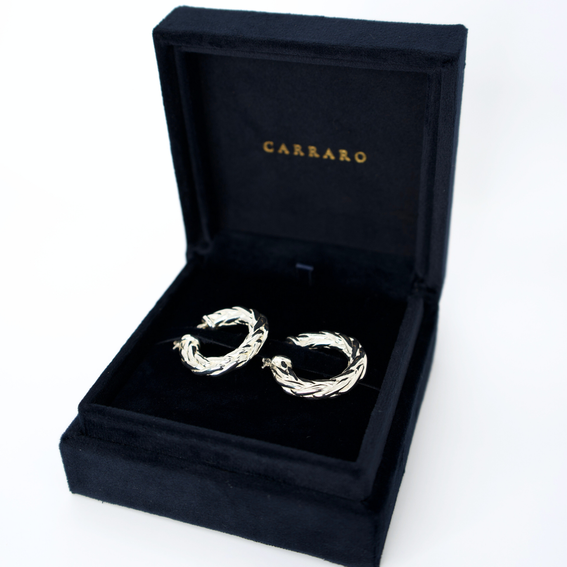 'Wreath' Braided Silver Hoops