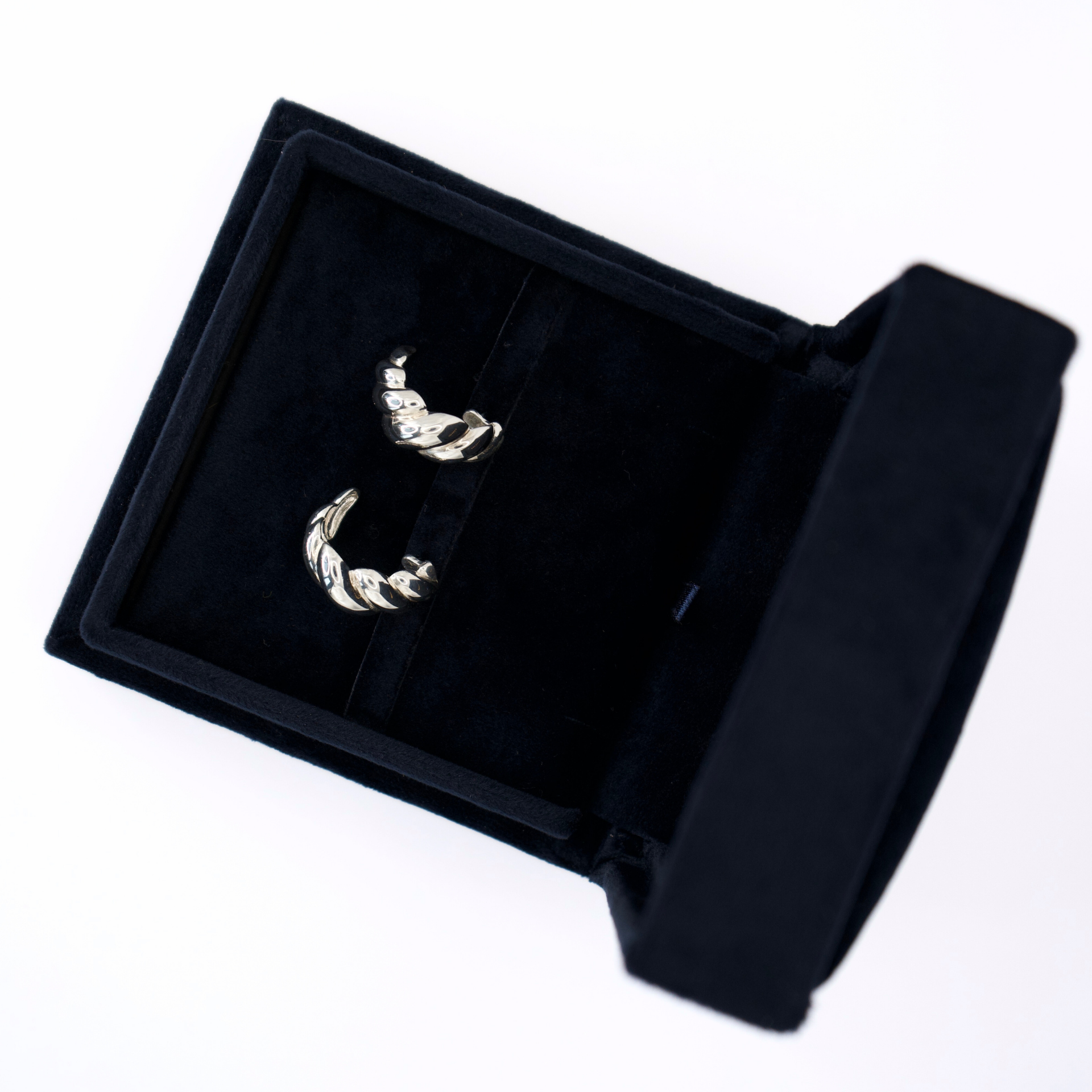 Silver Croissant Earrings
