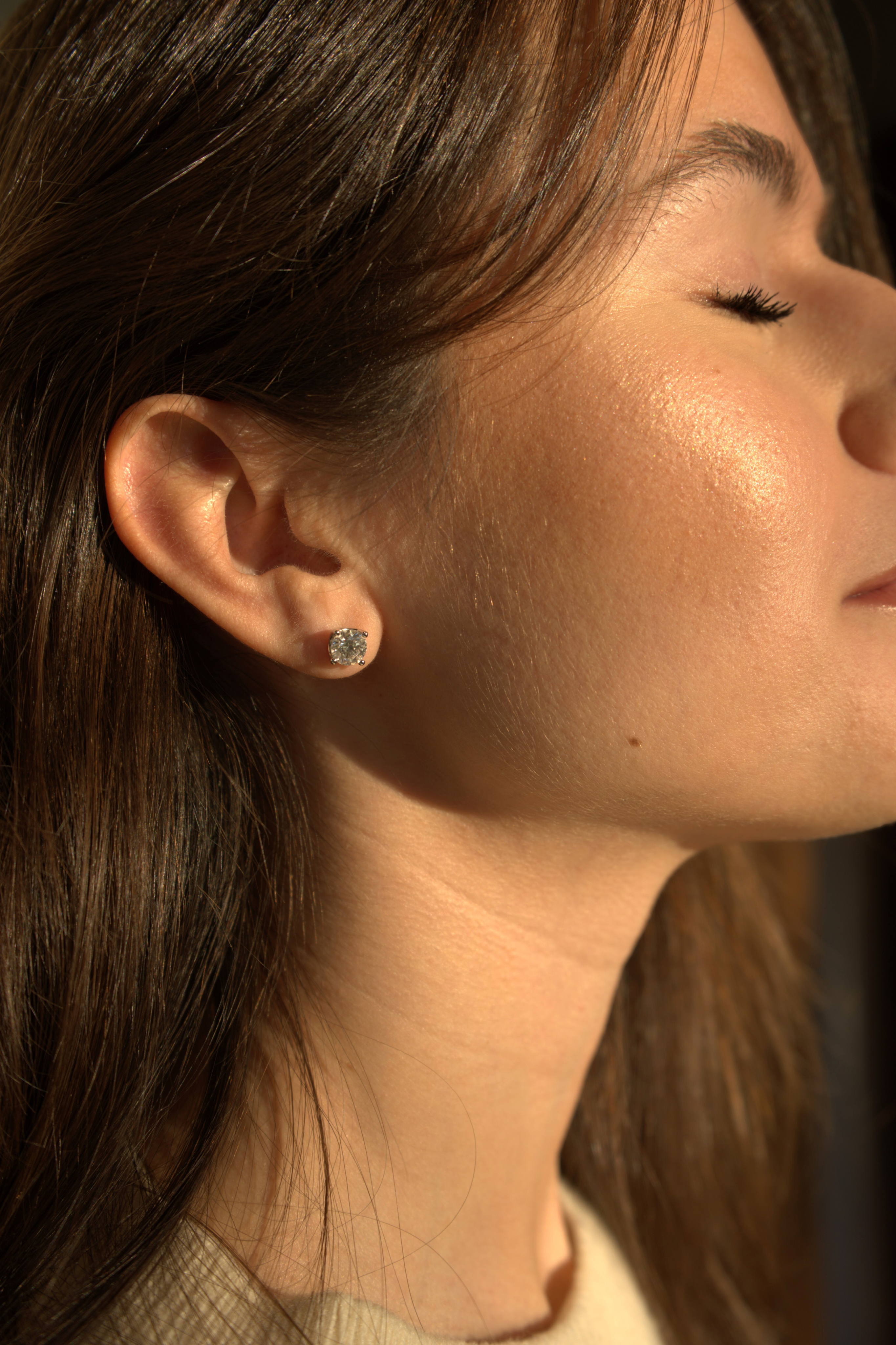 Stud Diamond Earrings, 4-prong U setting