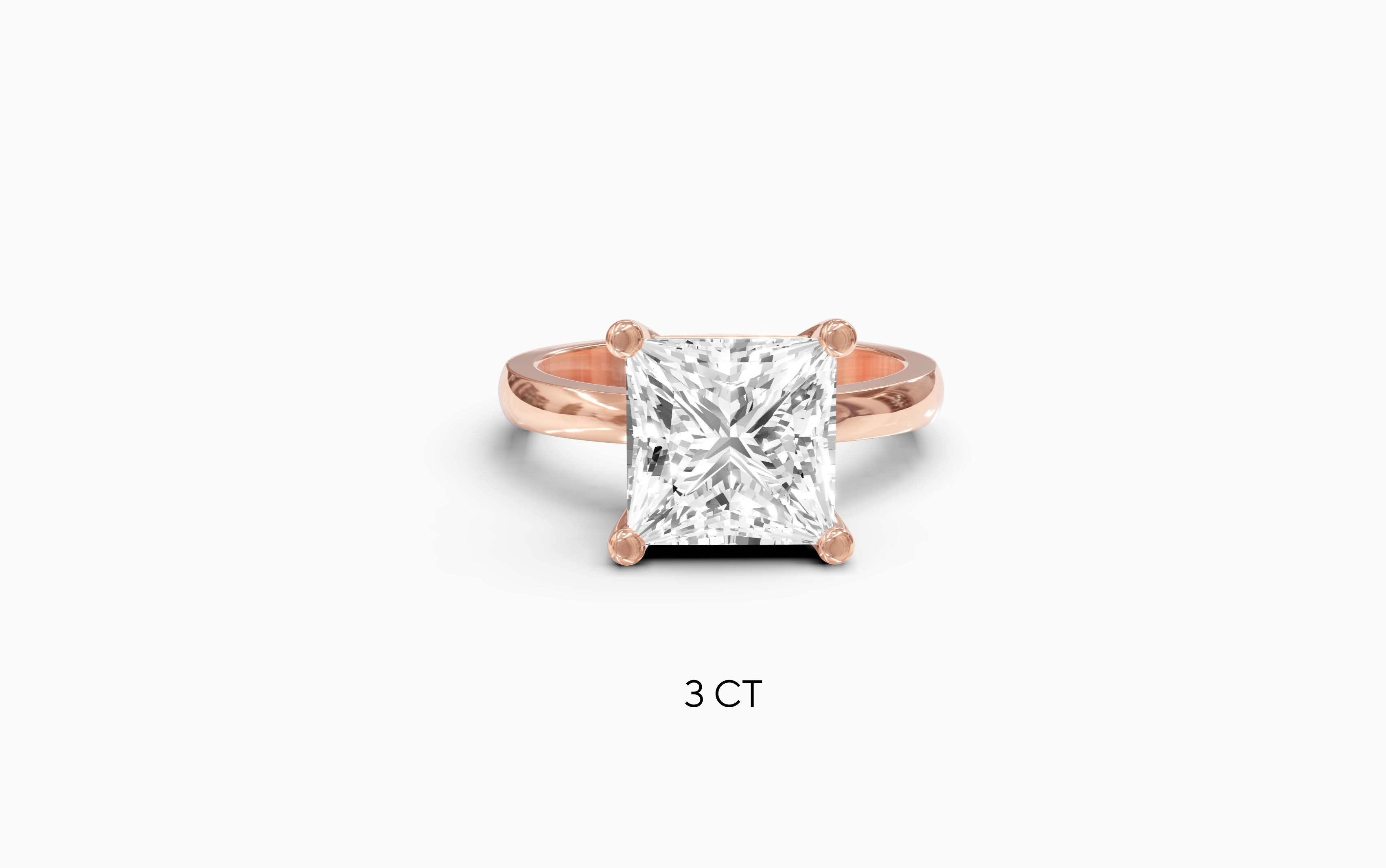 "Principessa" Princess Solitaire Ring in Rose Gold