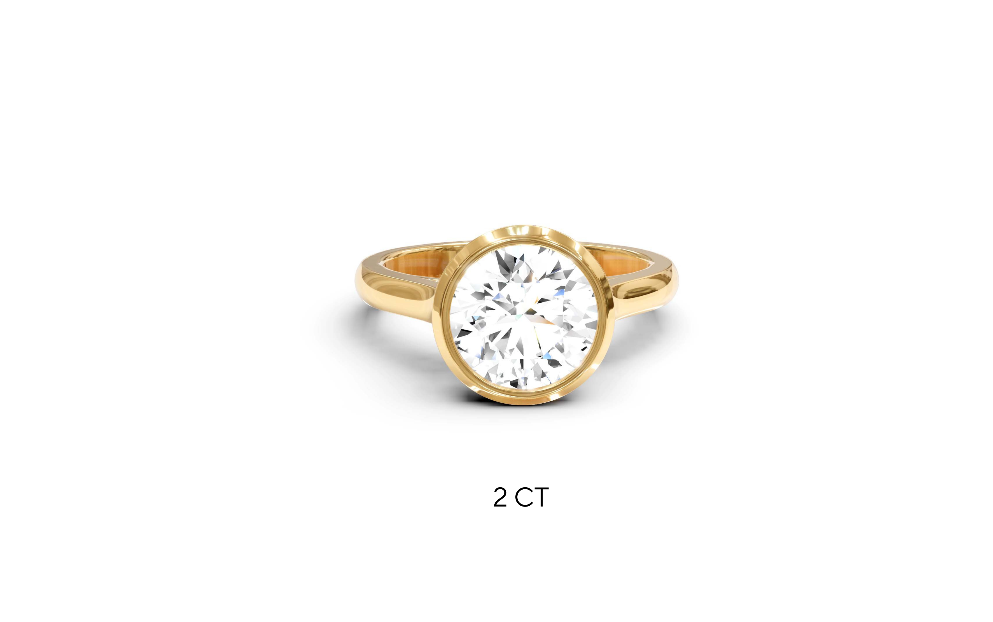 "Modern Perfection" Round Bezel Solitaire Ring in Yellow Gold