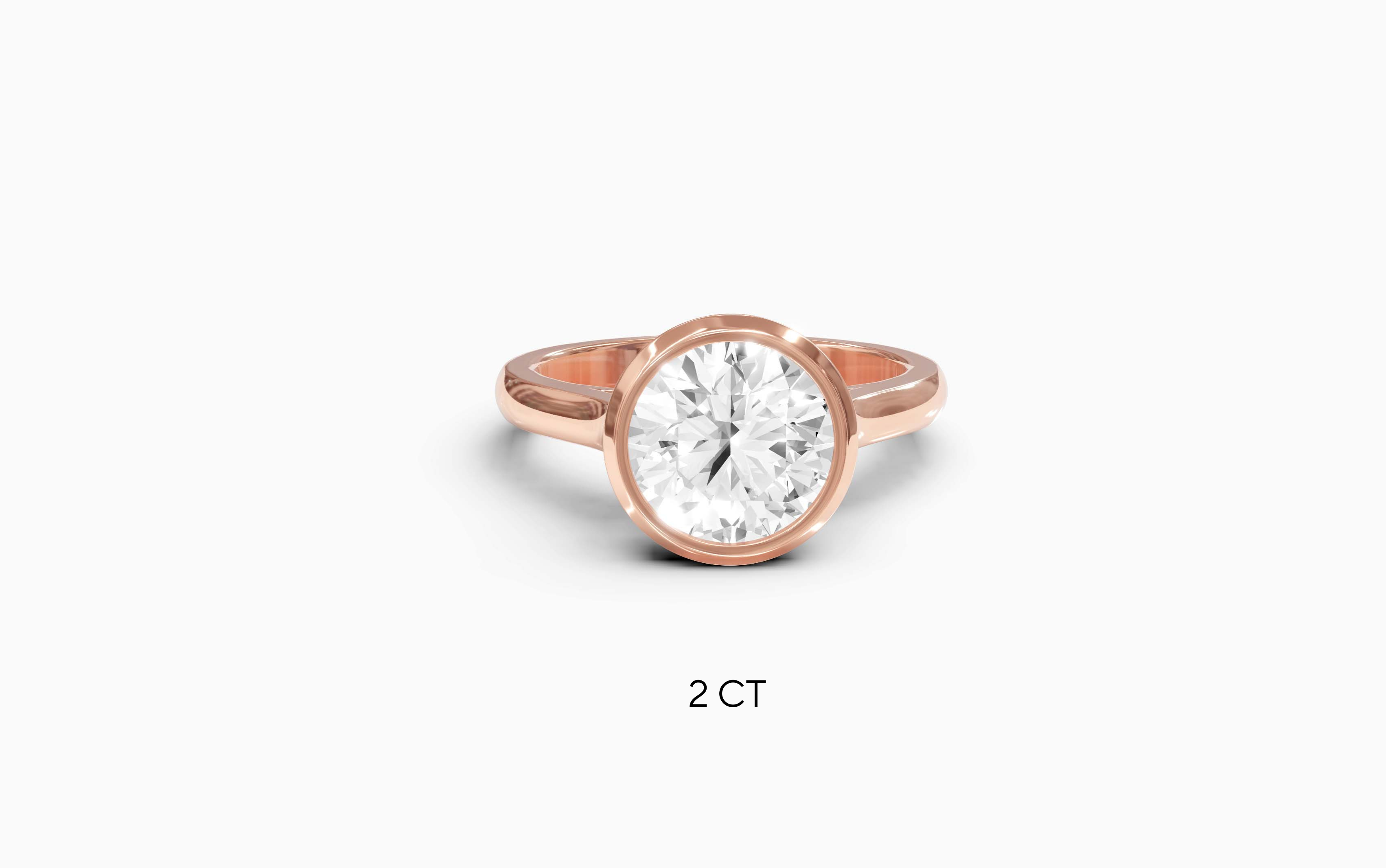 "Modern Perfection" Round Bezel Solitaire Ring in Rose Gold