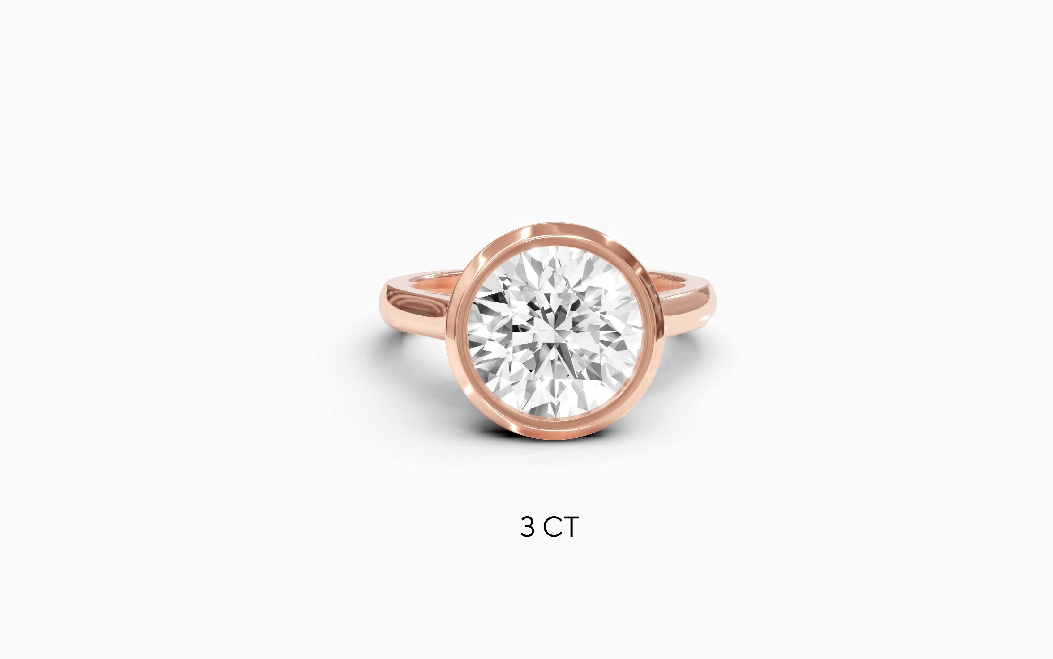 "Modern Perfection" Round Bezel Solitaire Ring in Rose Gold