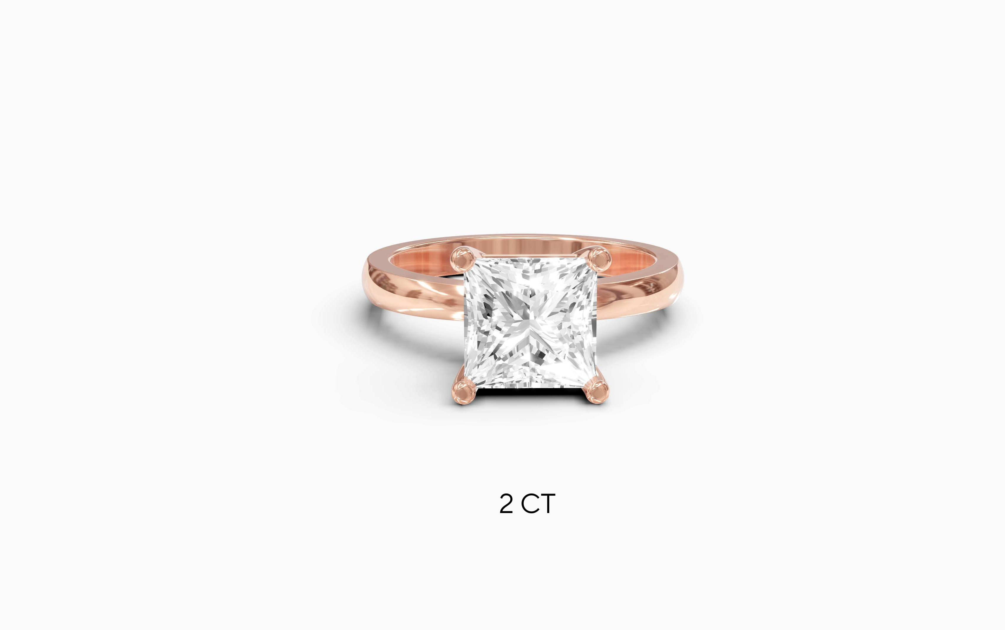 "Principessa" Princess Solitaire Ring in Rose Gold