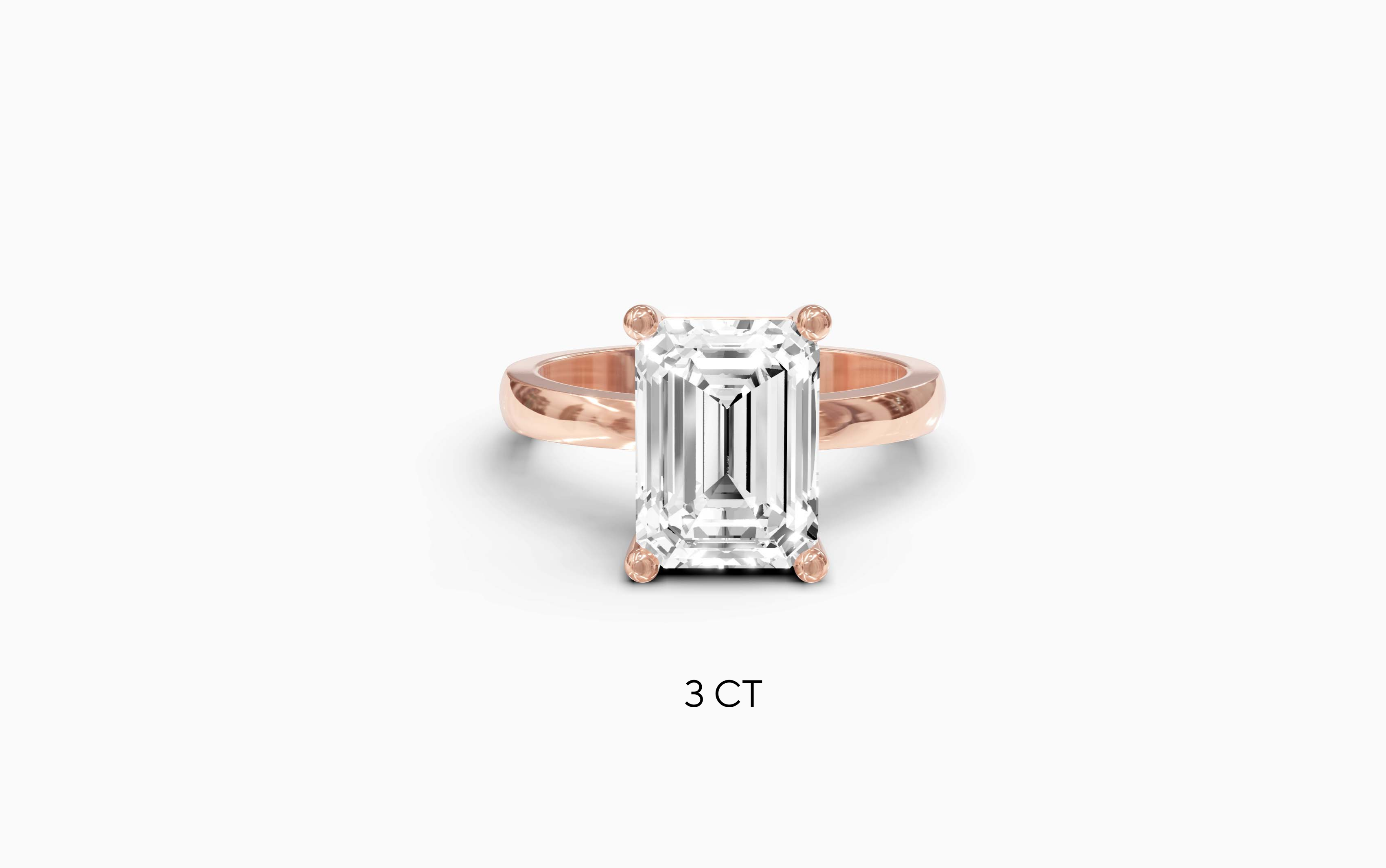 "The Sofia" Classic Version, Emerald Cut Solitaire Ring in Rose Gold