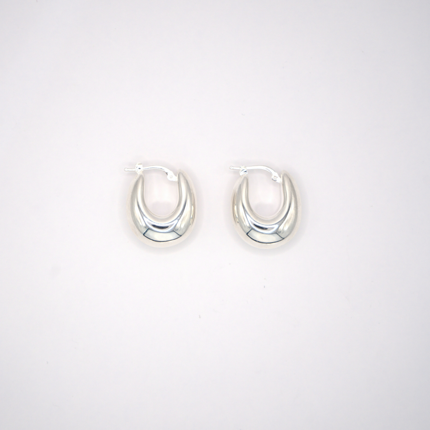 Chunky Oval Silver Hoops