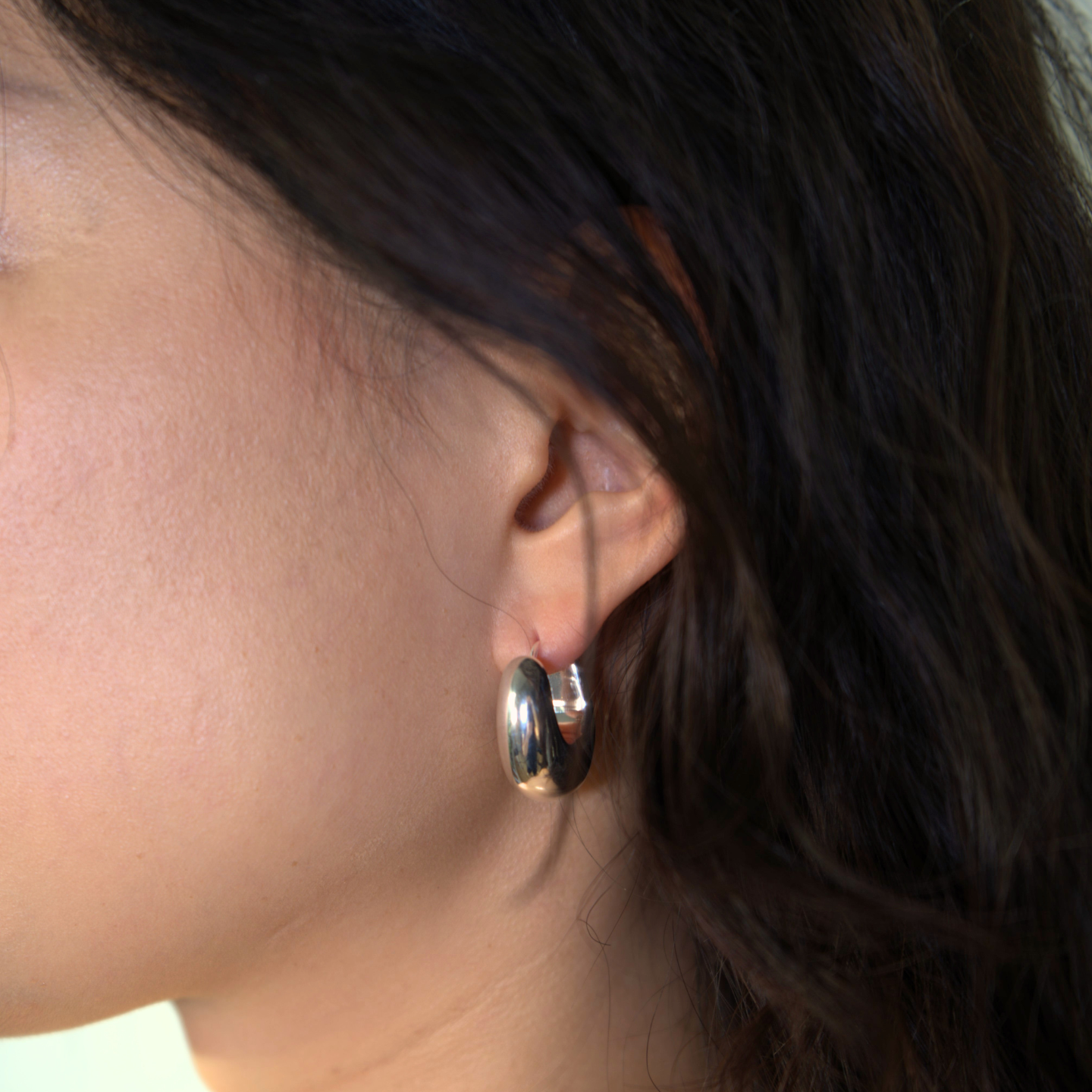 Chunky Oval Silver Hoops