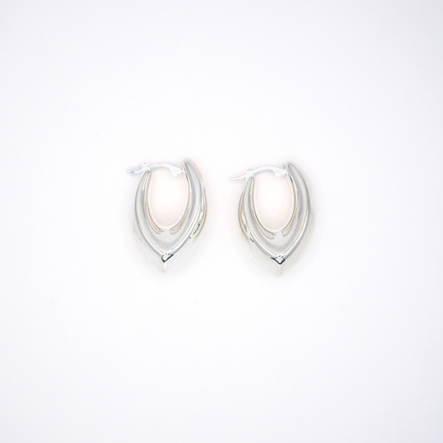 Chunky V Silver Hoops