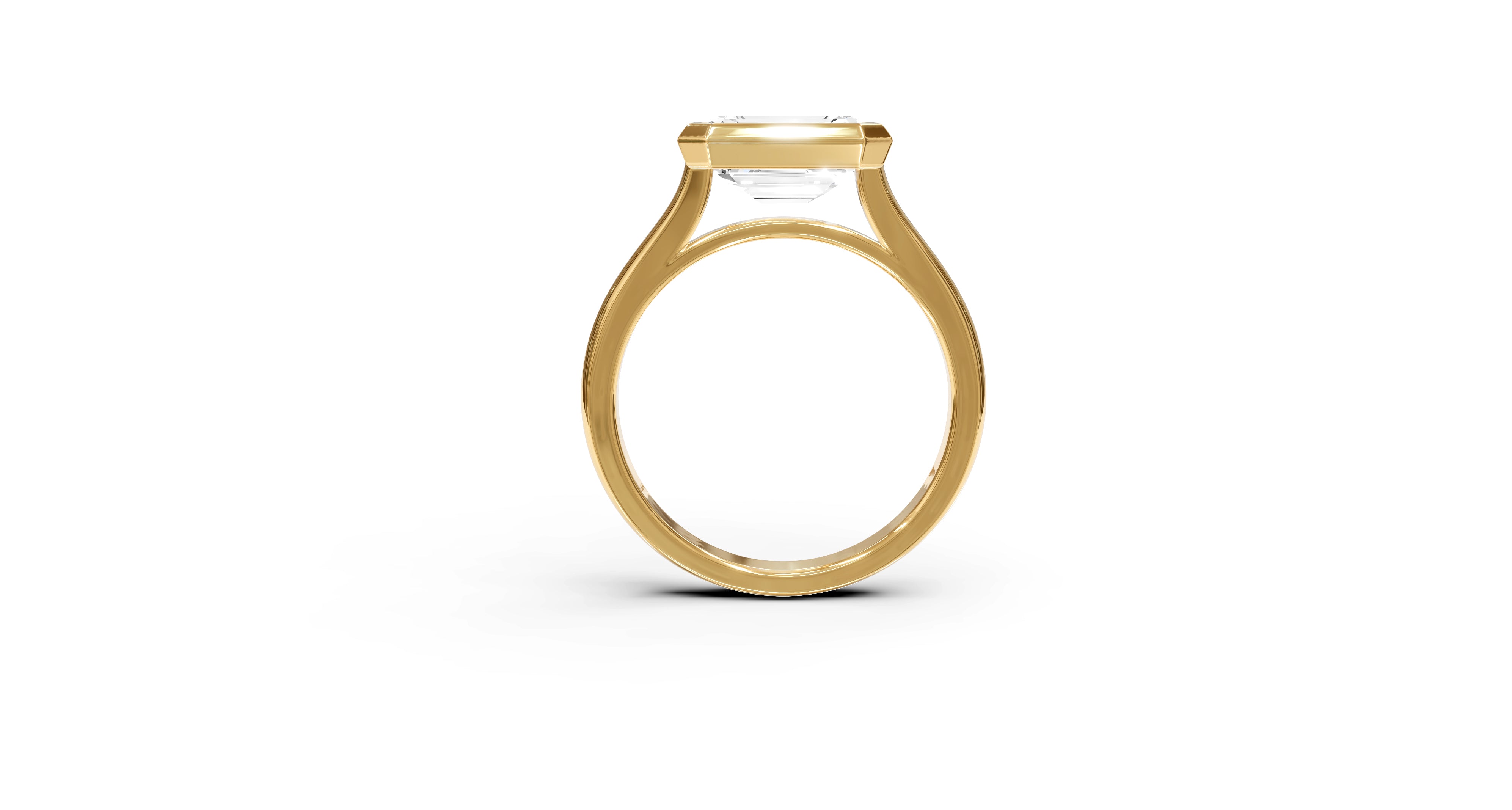 "It Girl" East-West Bezel Emerald Cut Solitaire Ring in Yellow Gold