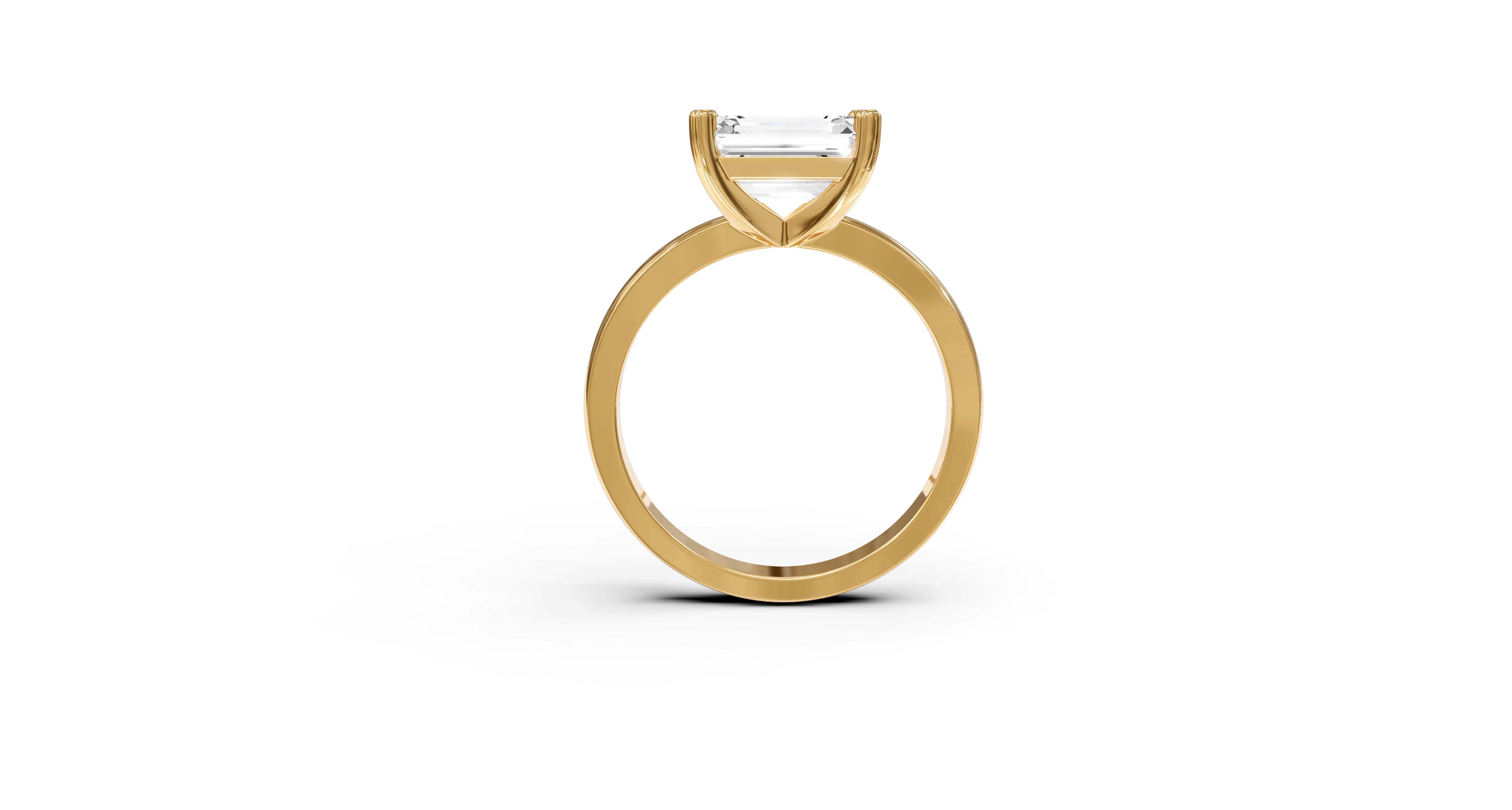 "The Sofia" East-West Version, Emerald Cut Solitaire Ring in Yellow Gold