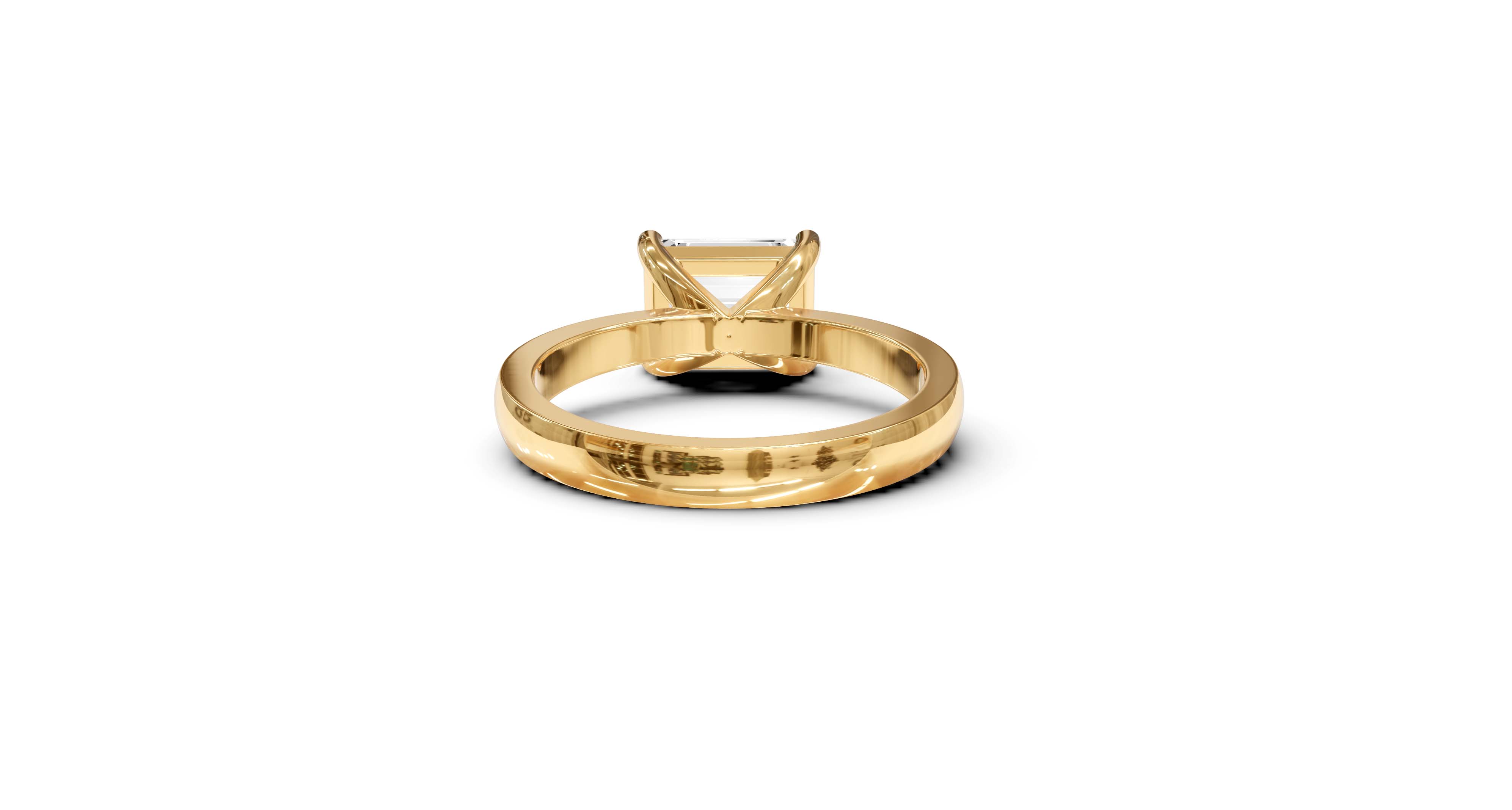 "The Sofia" East-West Version, Emerald Cut Solitaire Ring in Yellow Gold