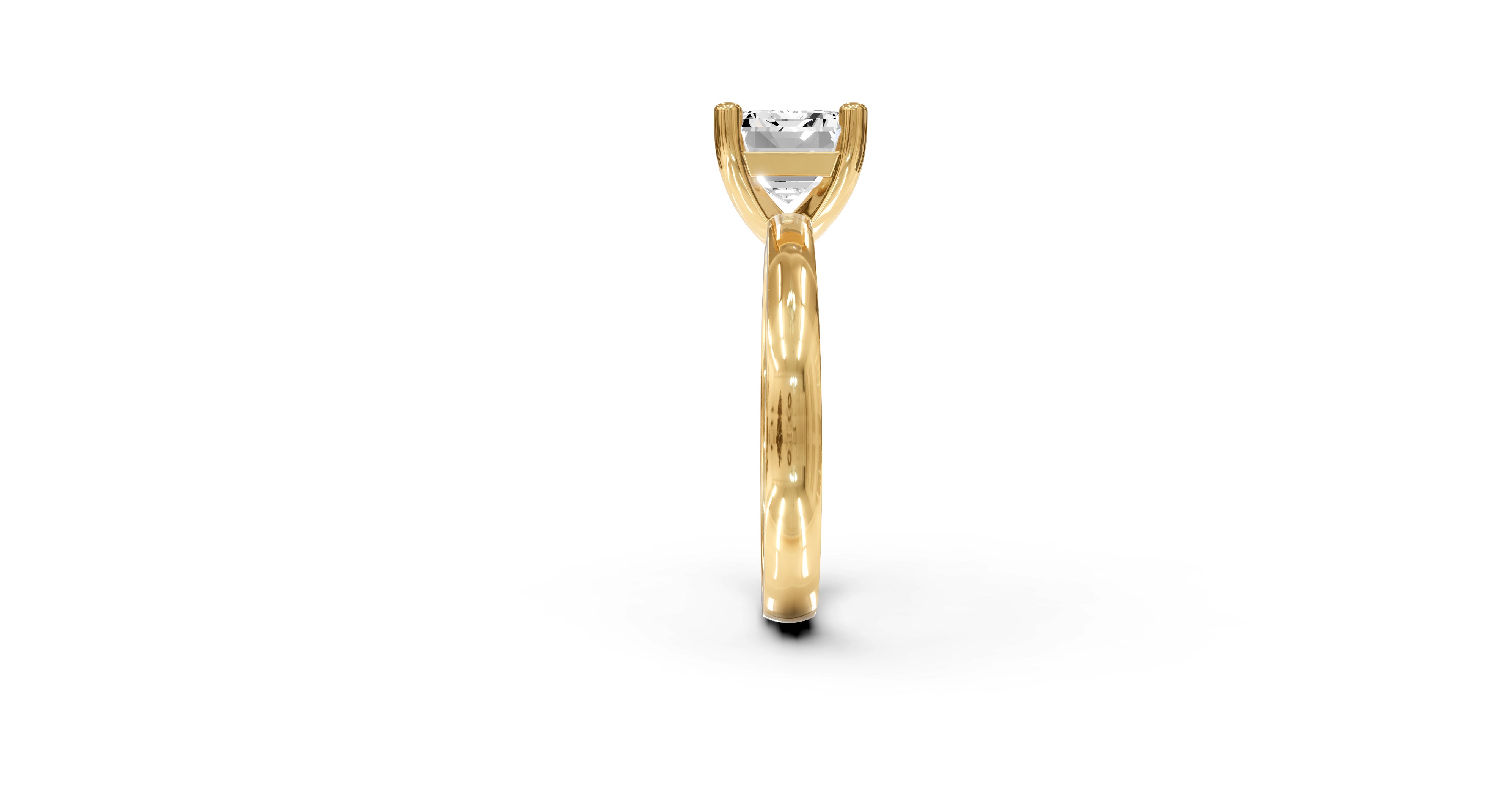 "The Sofia" East-West Version, Emerald Cut Solitaire Ring in Yellow Gold