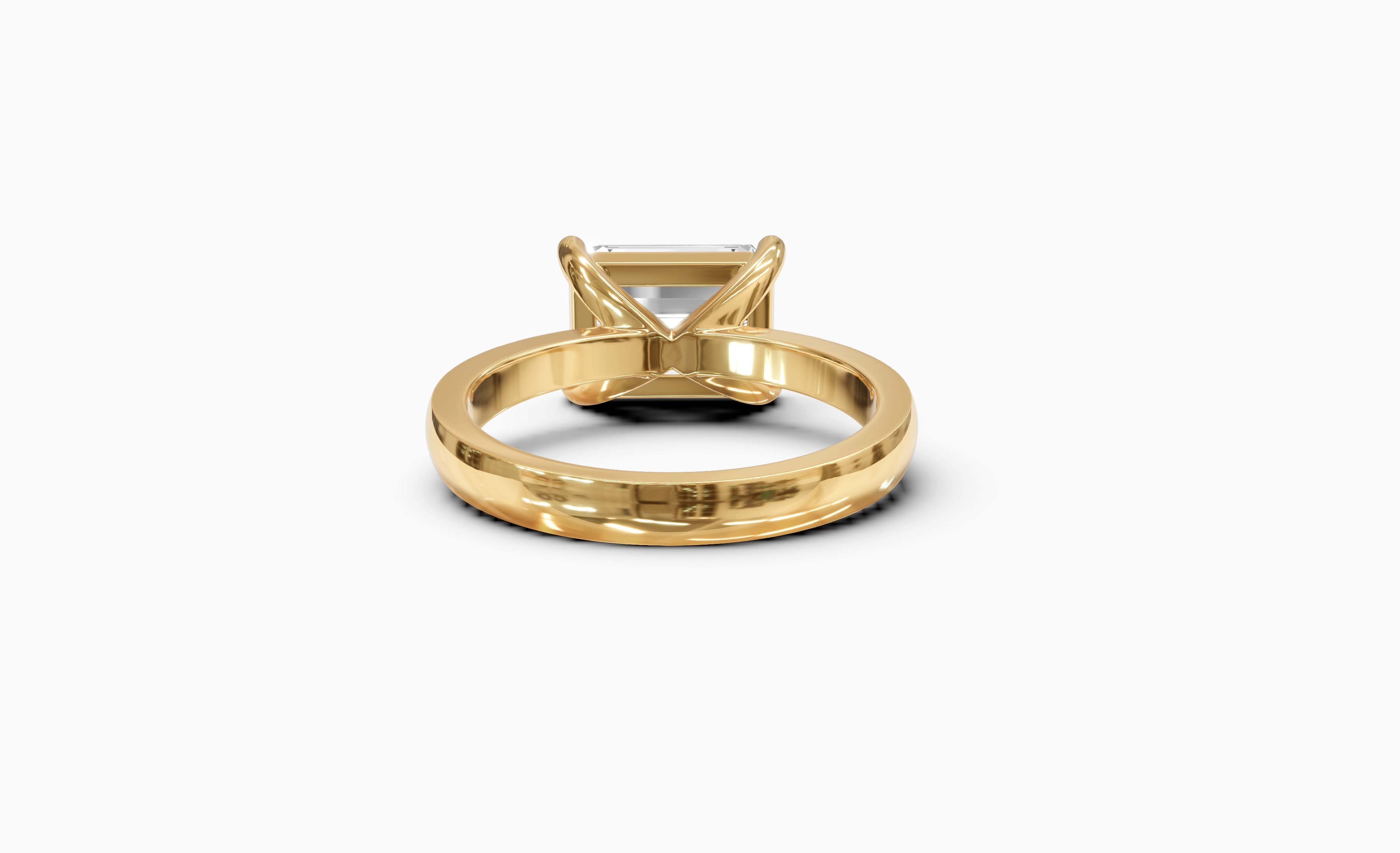 "The Sofia" East-West Version, Emerald Cut Solitaire Ring in Yellow Gold