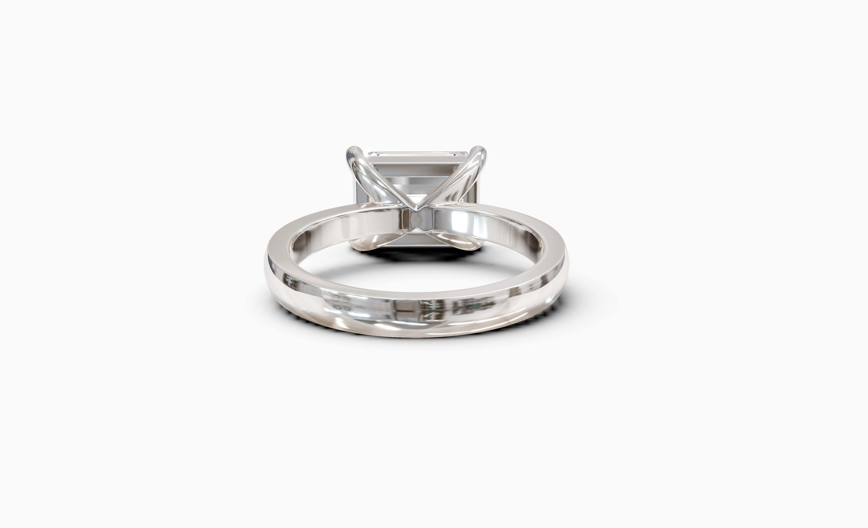 "The Sofia" East-West Version, Emerald Cut Solitaire Ring in White Gold
