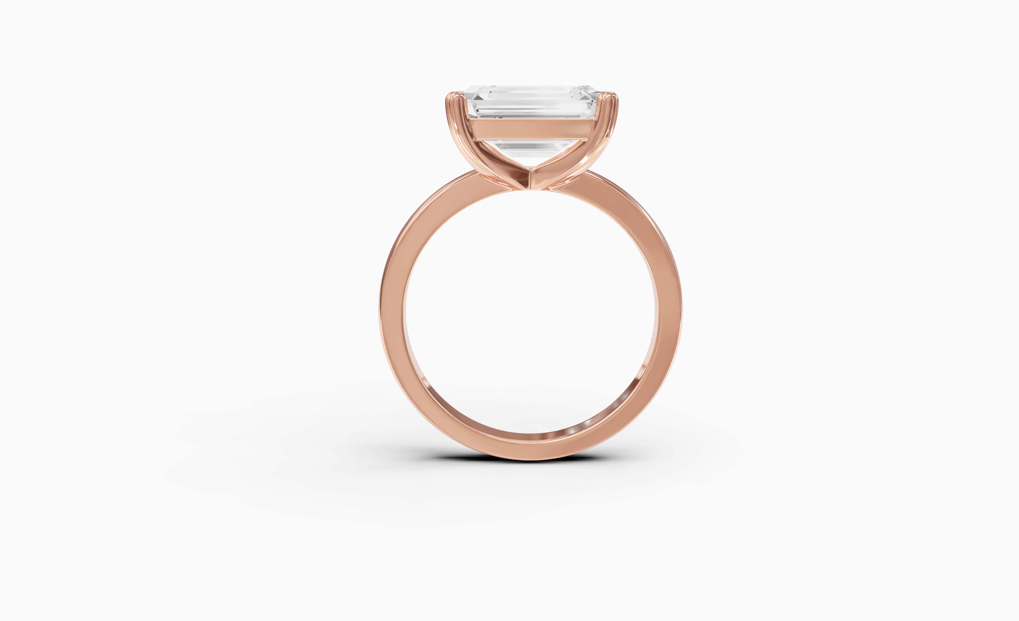 "The Sofia" East-West Version, Emerald Cut Solitaire Ring in Rose Gold