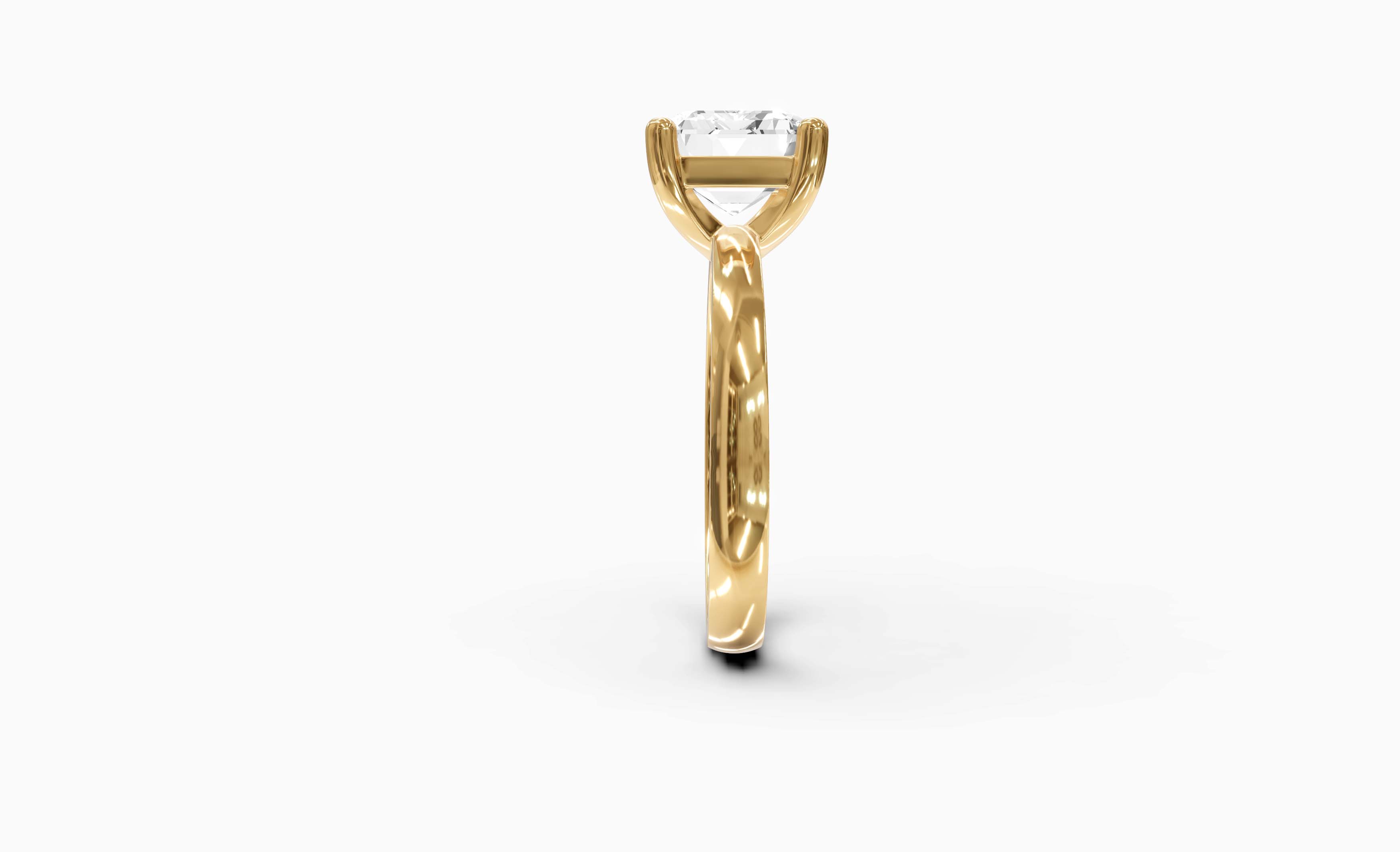 "The Sofia" East-West Version, Emerald Cut Solitaire Ring in Yellow Gold