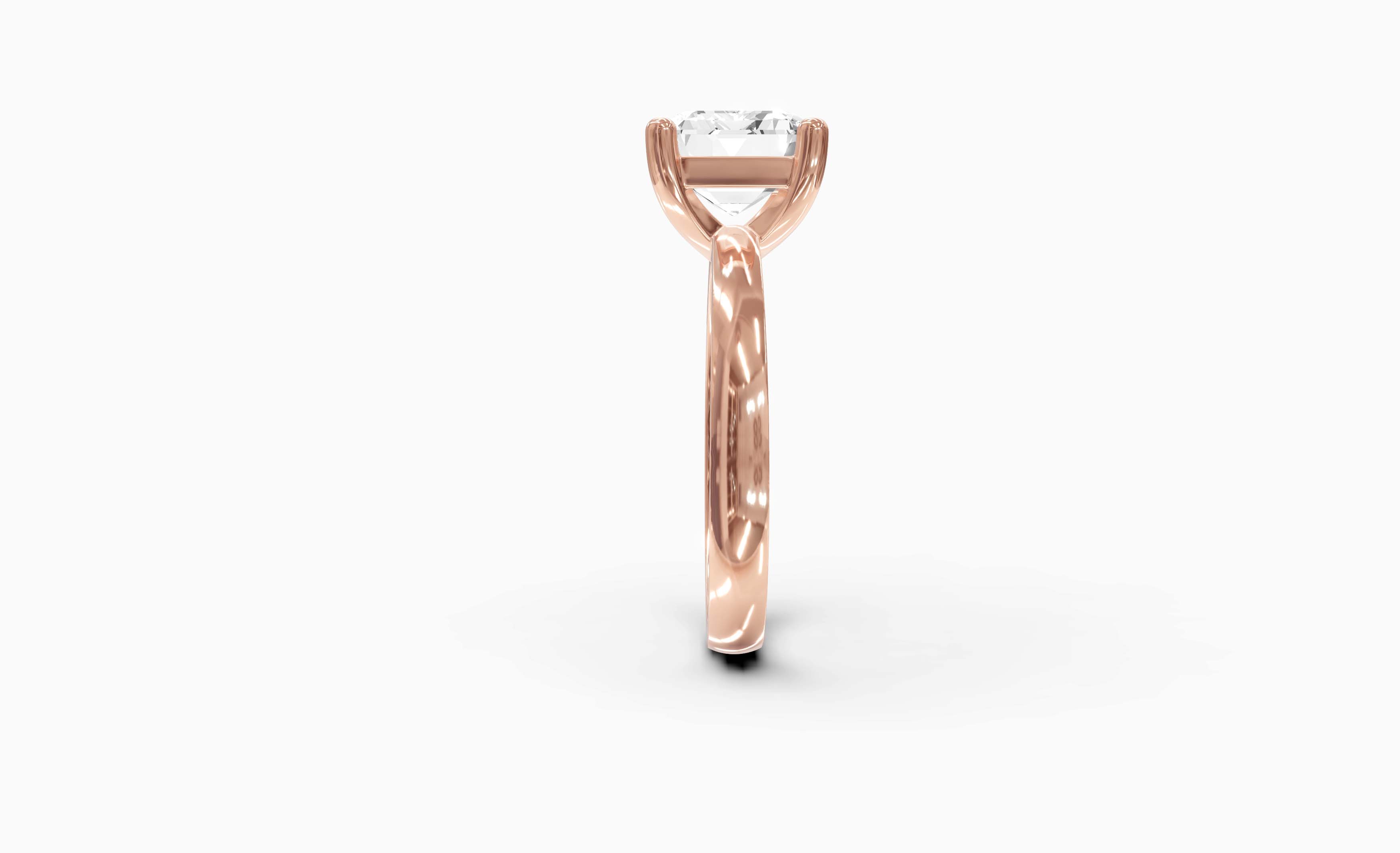 "The Sofia" East-West Version, Emerald Cut Solitaire Ring in Rose Gold