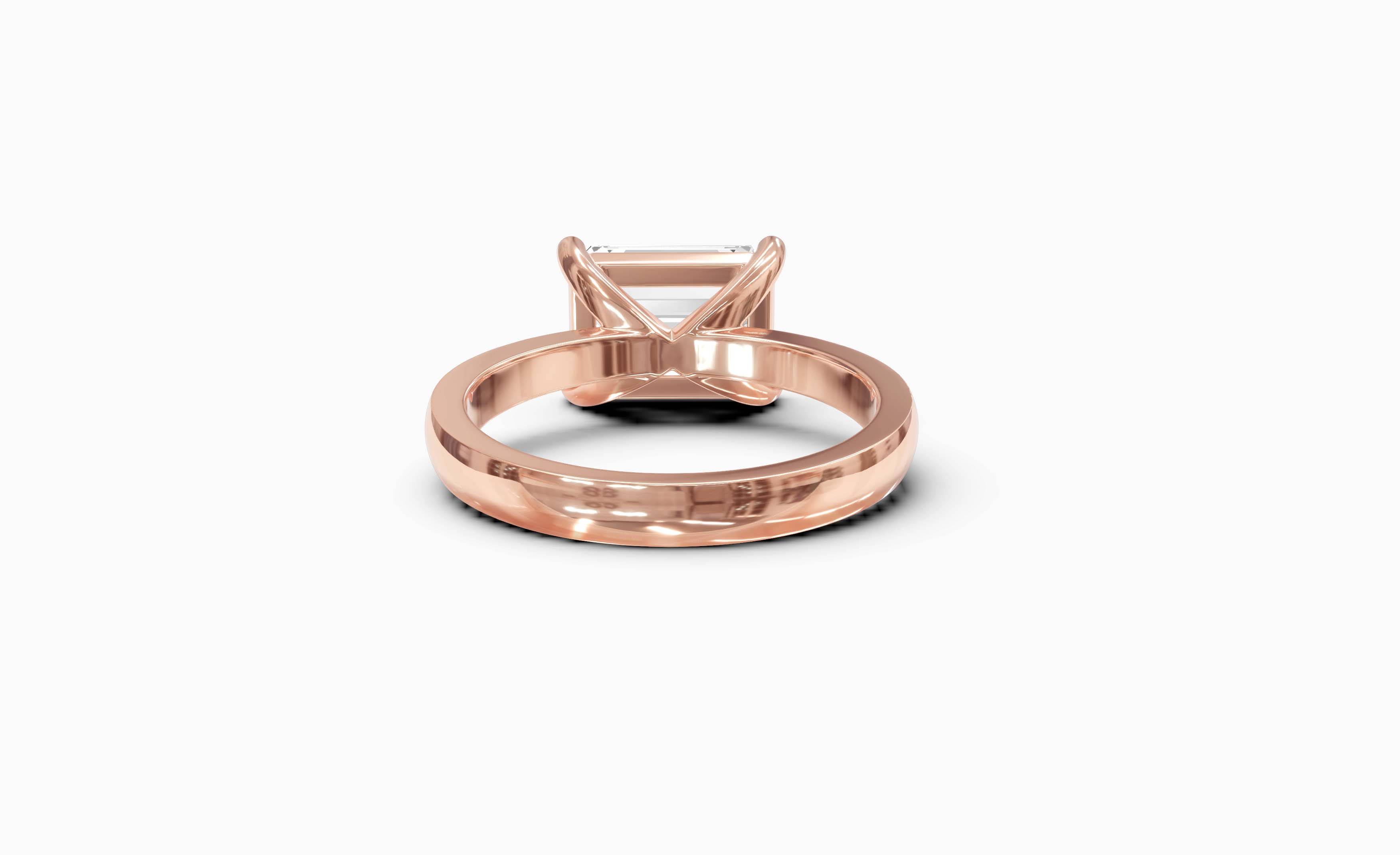 "The Sofia" East-West Version, Emerald Cut Solitaire Ring in Rose Gold