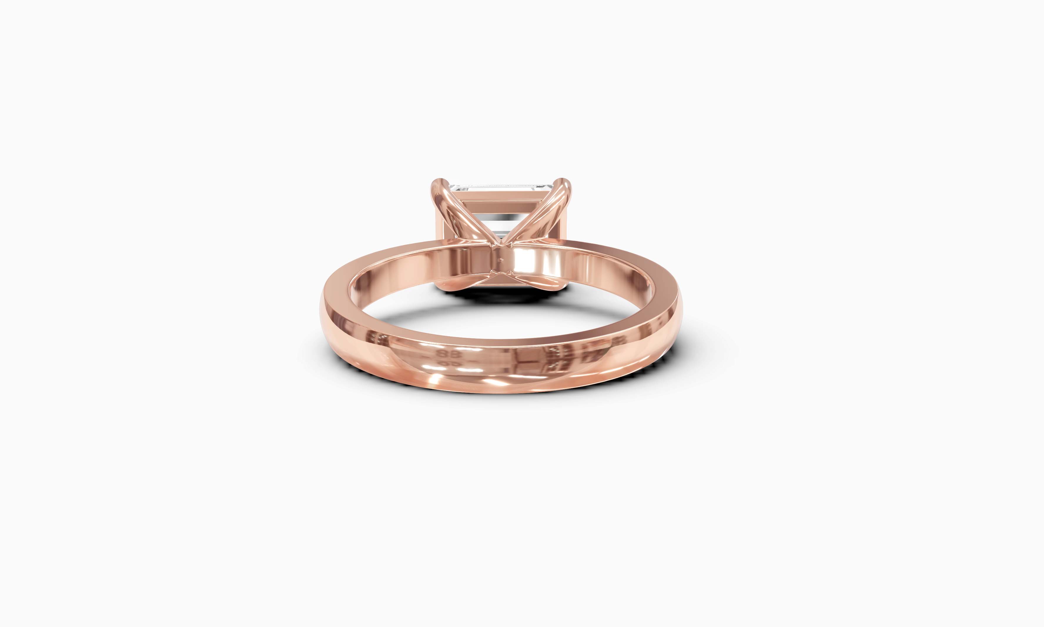 "The Sofia" East-West Version, Emerald Cut Solitaire Ring in Rose Gold