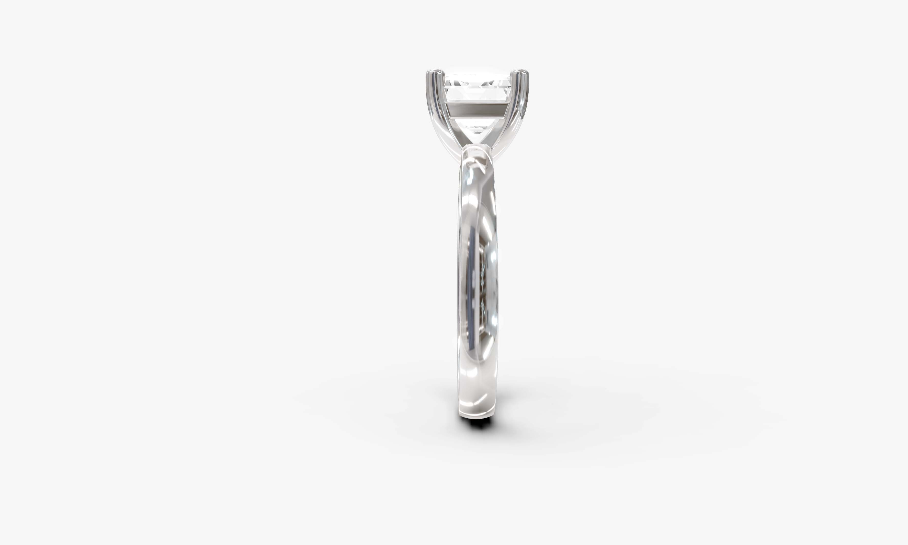 "The Sofia" East-West Version, Emerald Cut Solitaire Ring in White Gold