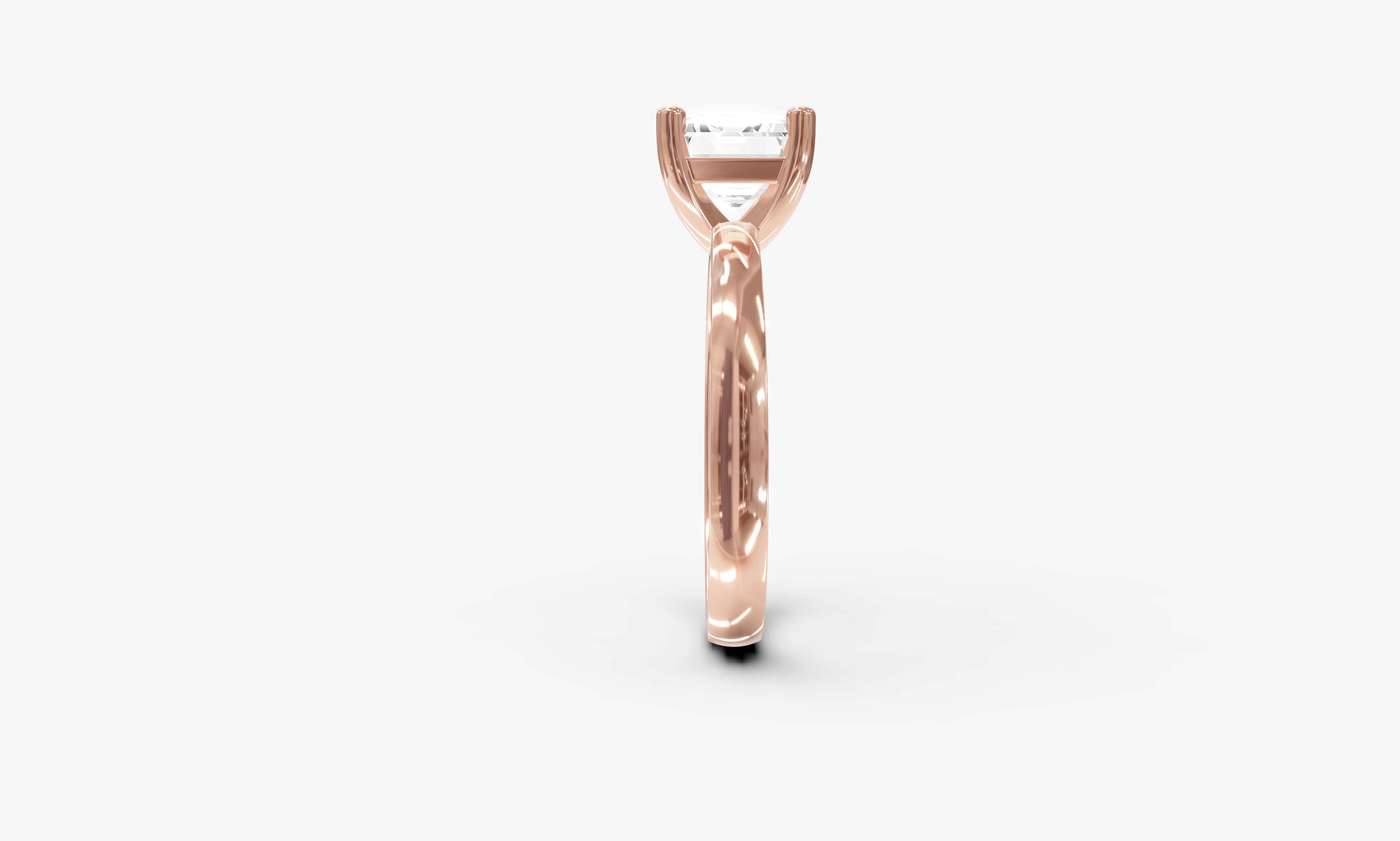 "The Sofia" East-West Version, Emerald Cut Solitaire Ring in Rose Gold