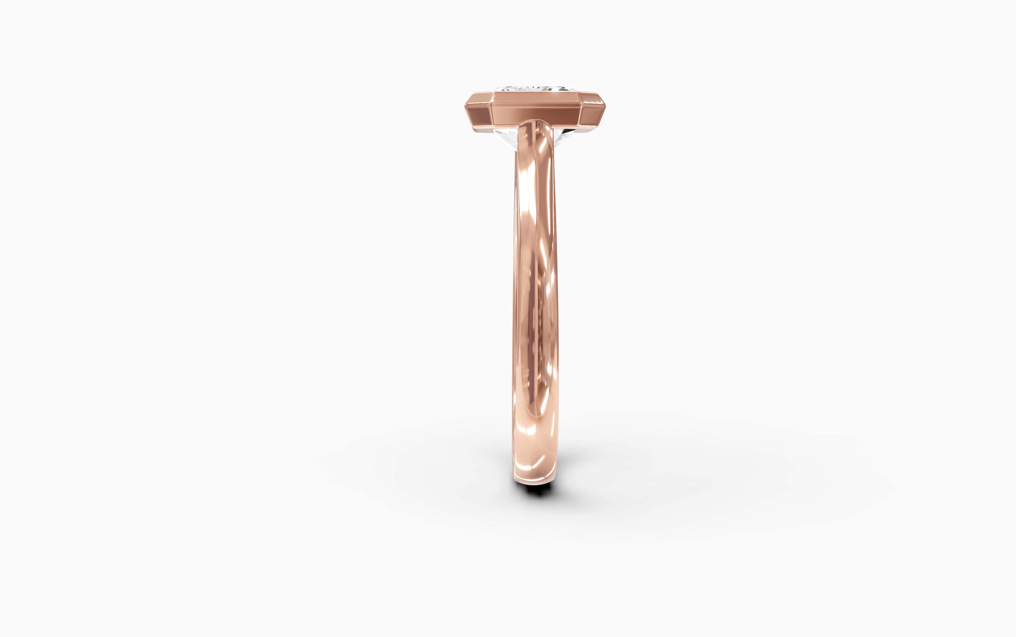 "It Girl" East-West Bezel Emerald Cut Solitaire Ring in Rose Gold