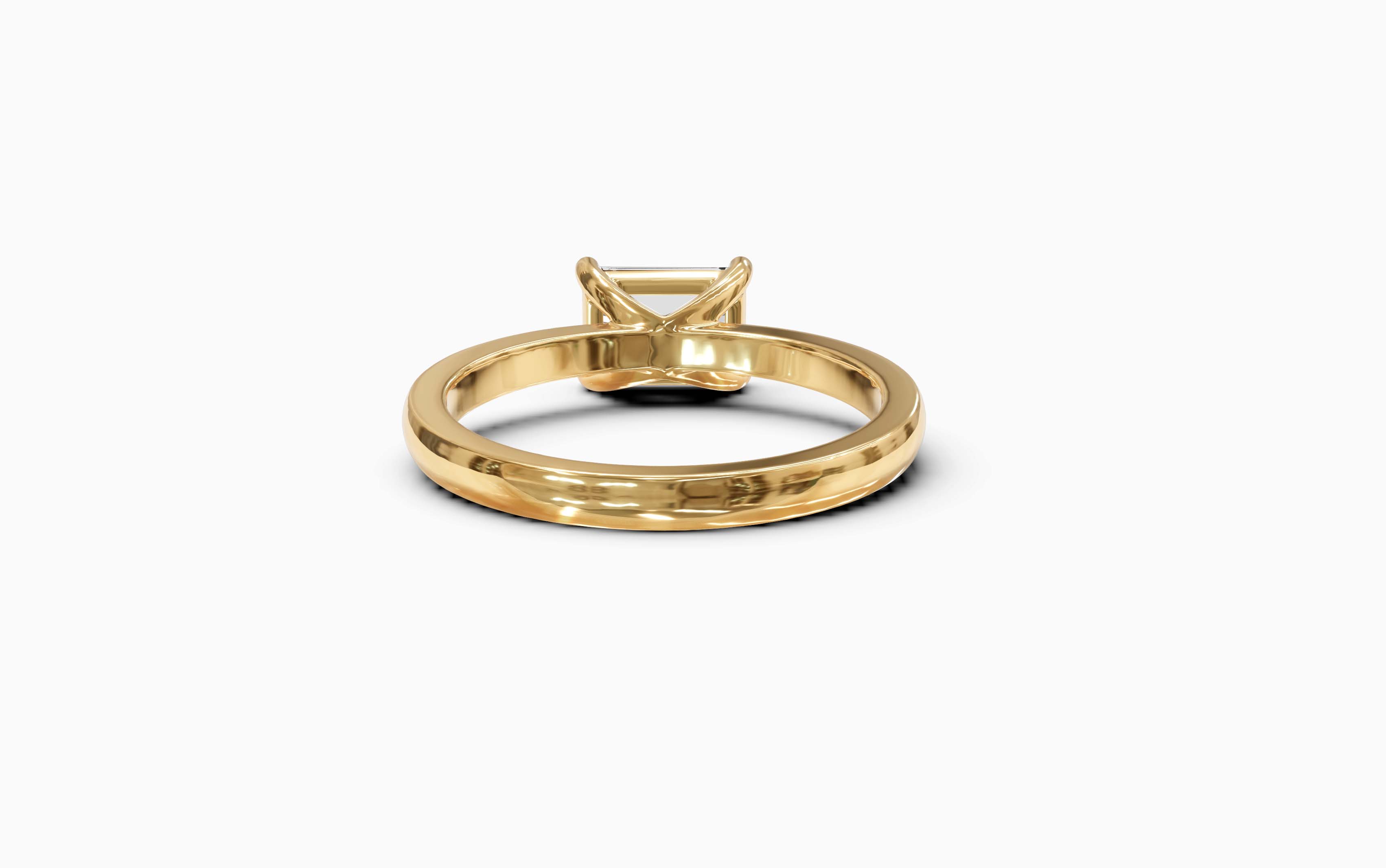 "The Sofia" East-West Version, Emerald Cut Solitaire Ring in Yellow Gold