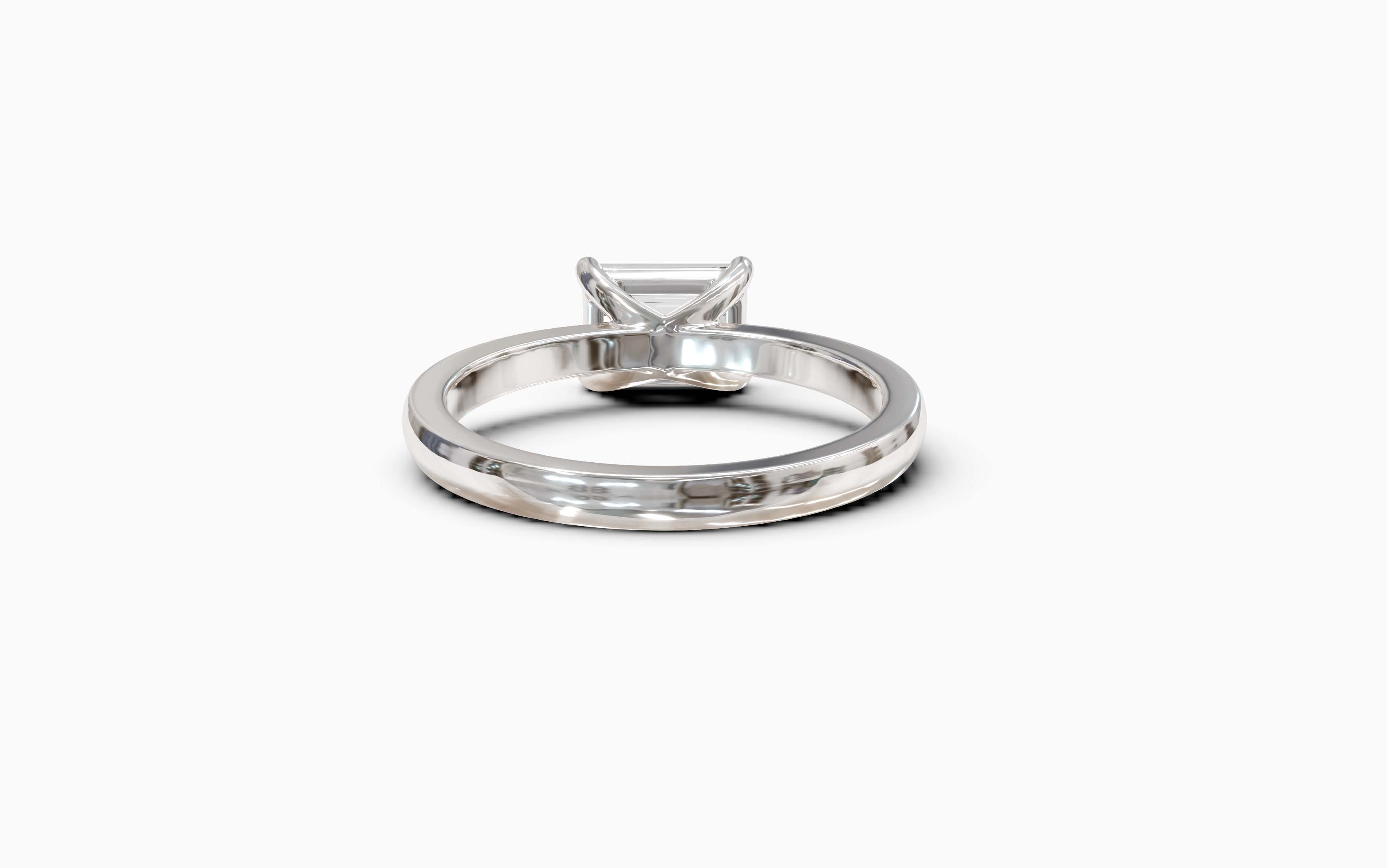 "The Sofia" East-West Version, Emerald Cut Solitaire Ring in White Gold