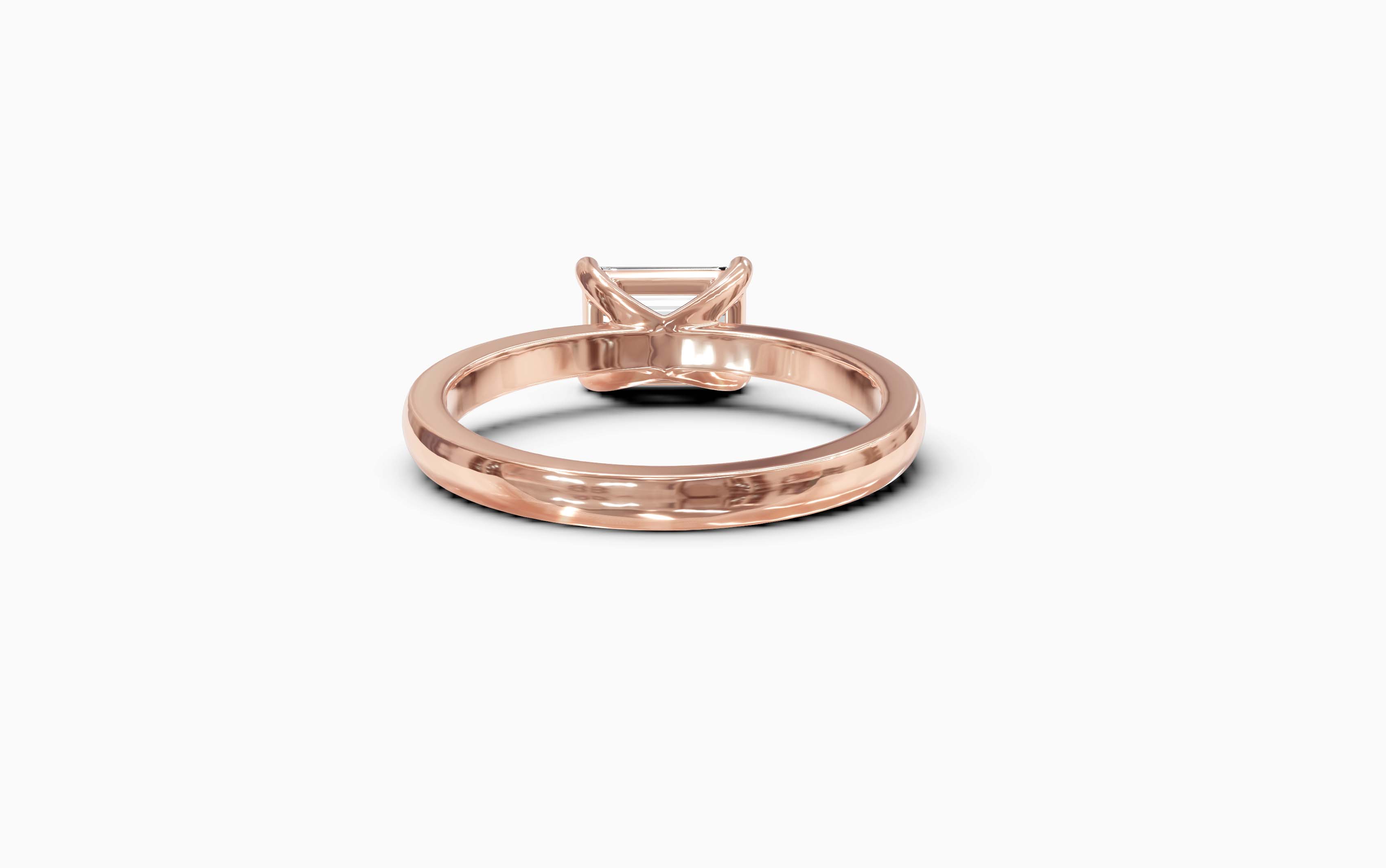 "The Sofia" East-West Version, Emerald Cut Solitaire Ring in Rose Gold