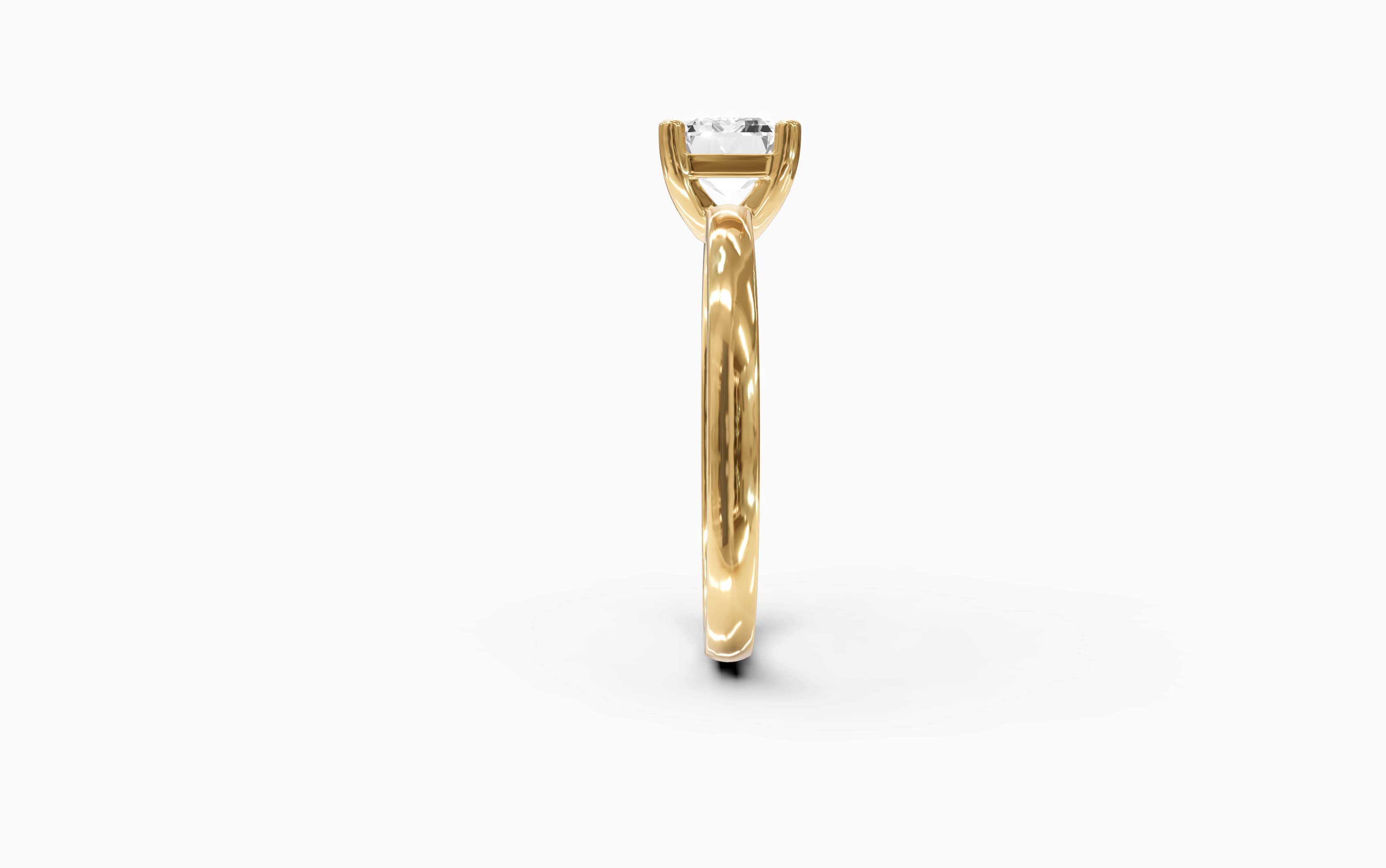 "The Sofia" East-West Version, Emerald Cut Solitaire Ring in Yellow Gold