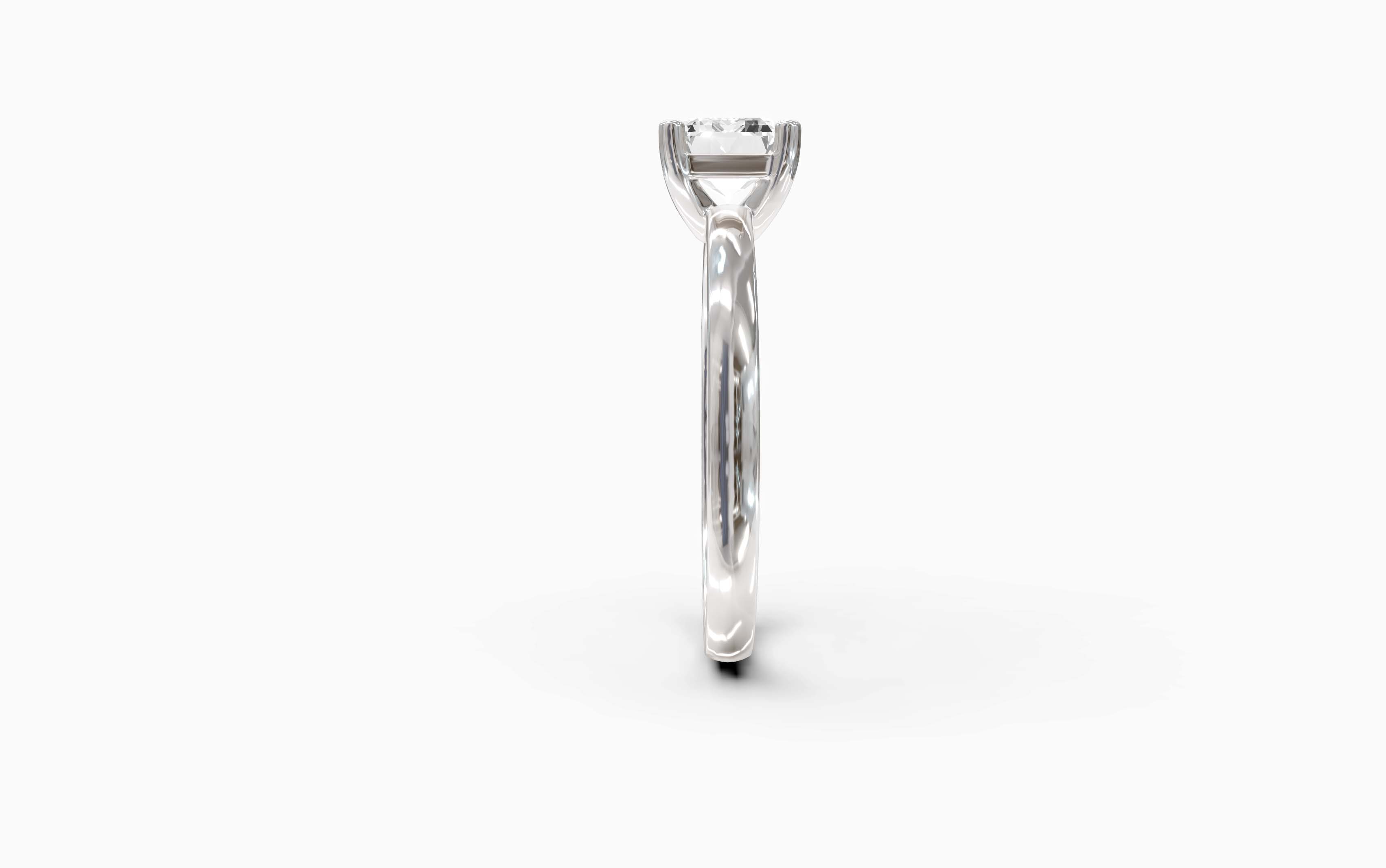 "The Sofia" East-West Version, Emerald Cut Solitaire Ring in White Gold