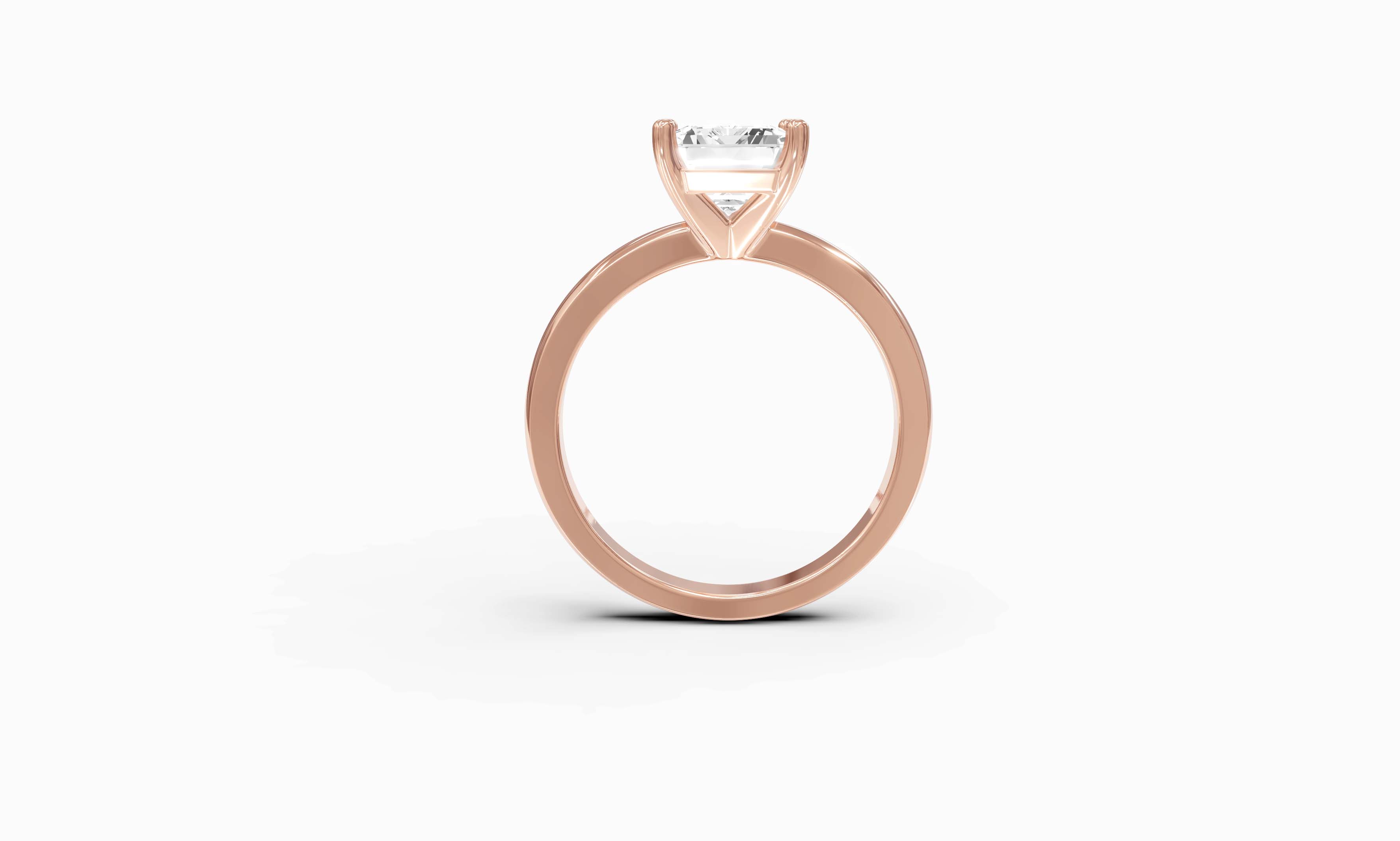 "The Sofia" Classic Version, Emerald Cut Solitaire Ring in Rose Gold