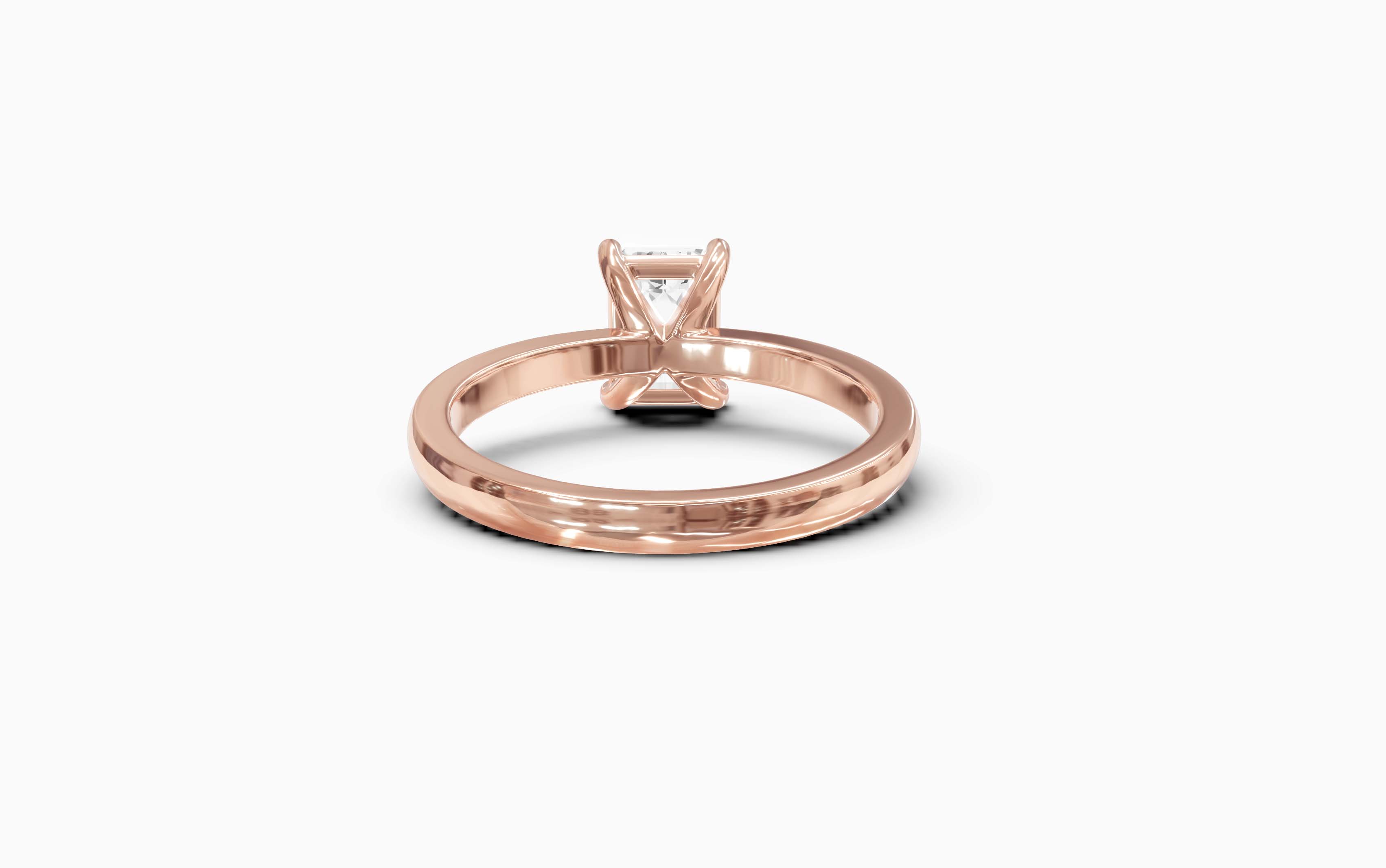 "The Sofia" Classic Version, Emerald Cut Solitaire Ring in Rose Gold