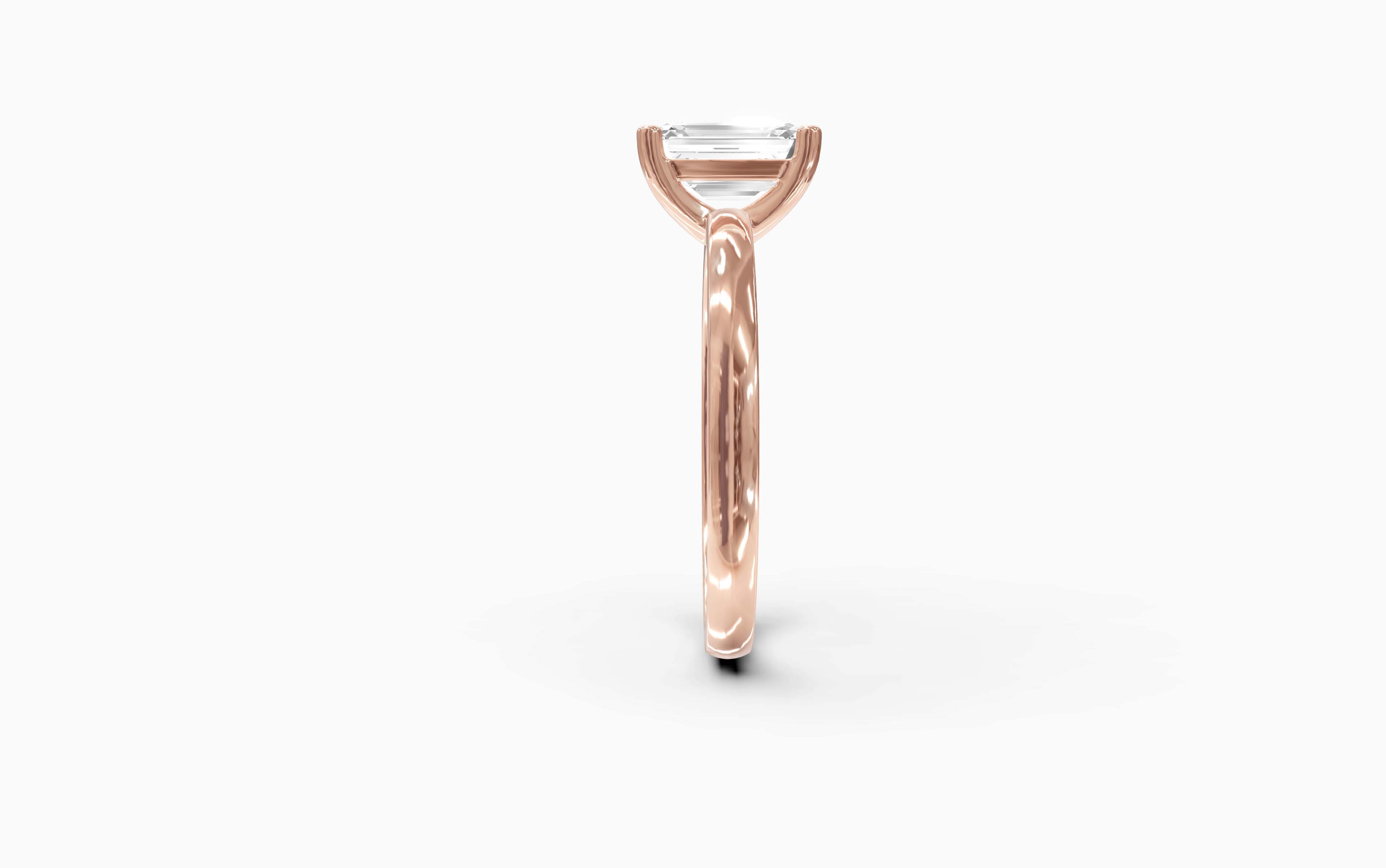 "The Sofia" Classic Version, Emerald Cut Solitaire Ring in Rose Gold