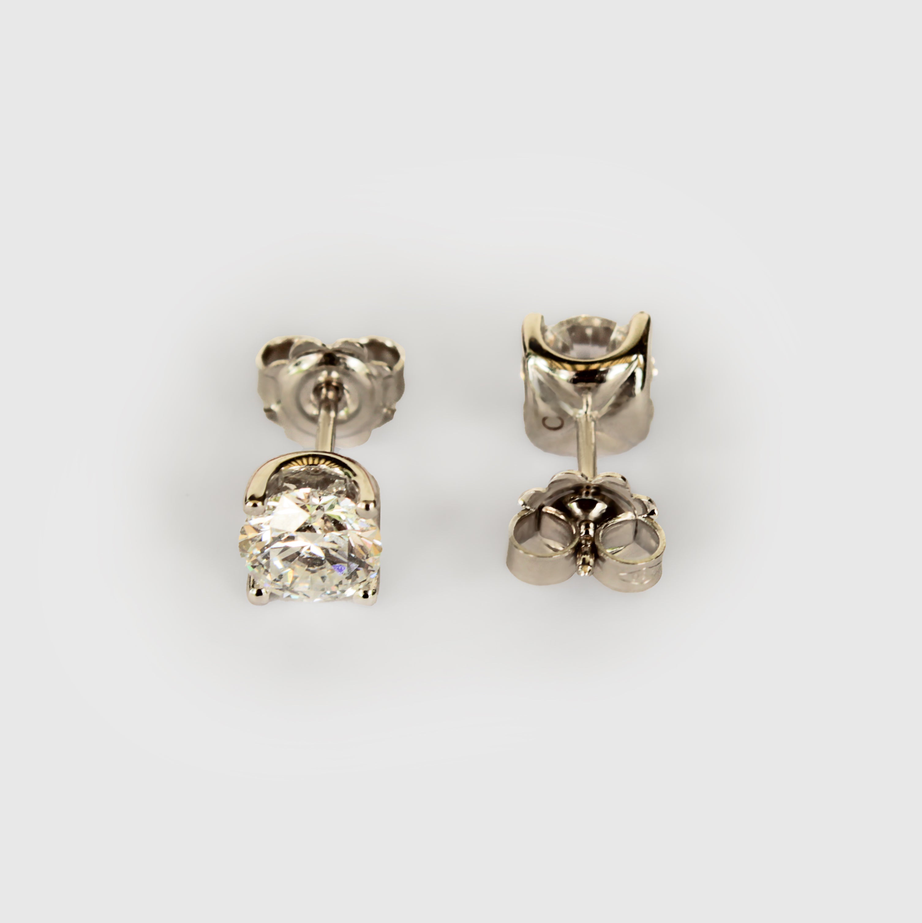 Stud Diamond Earrings, 4-prong U setting