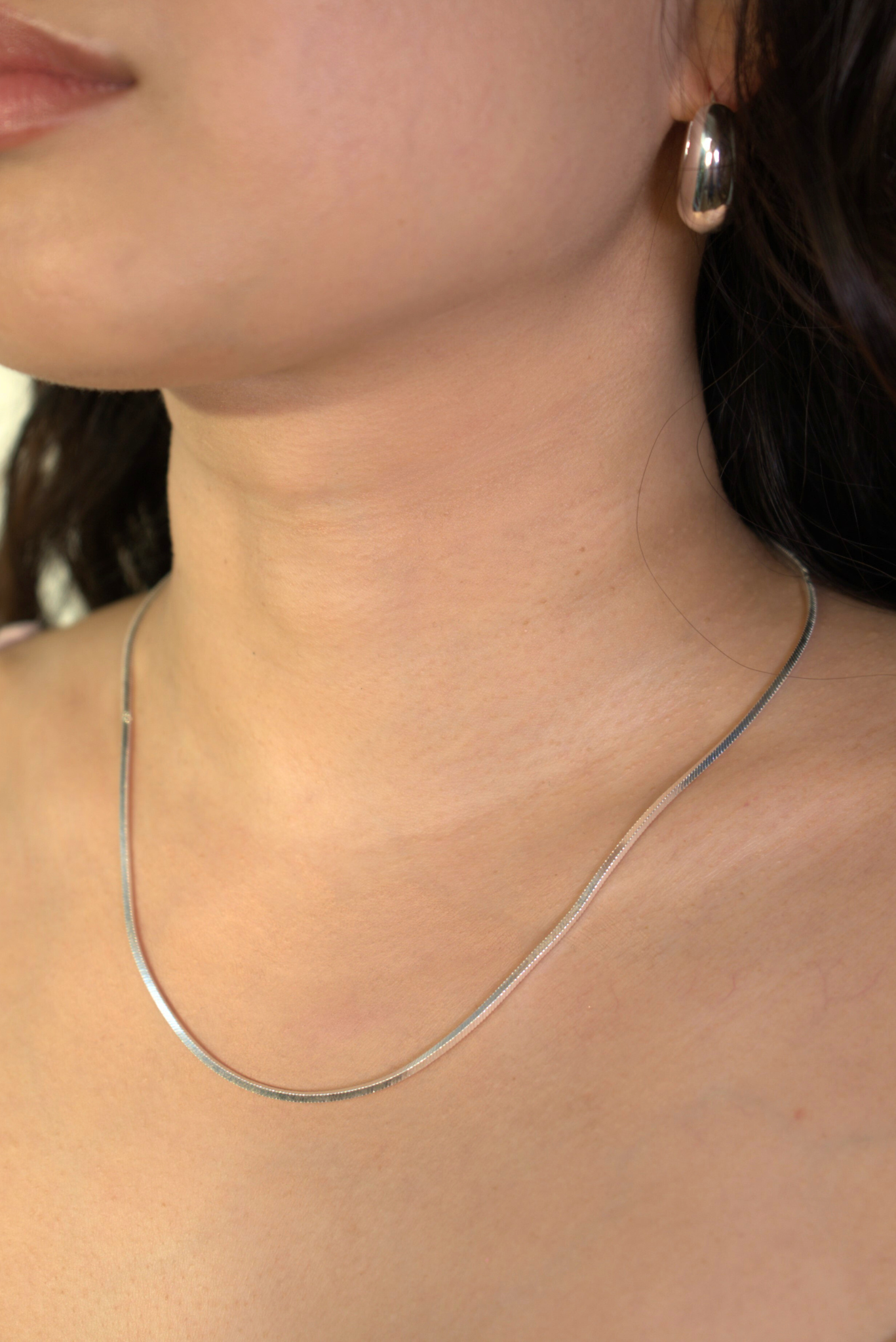 Square Snake Silver Necklace