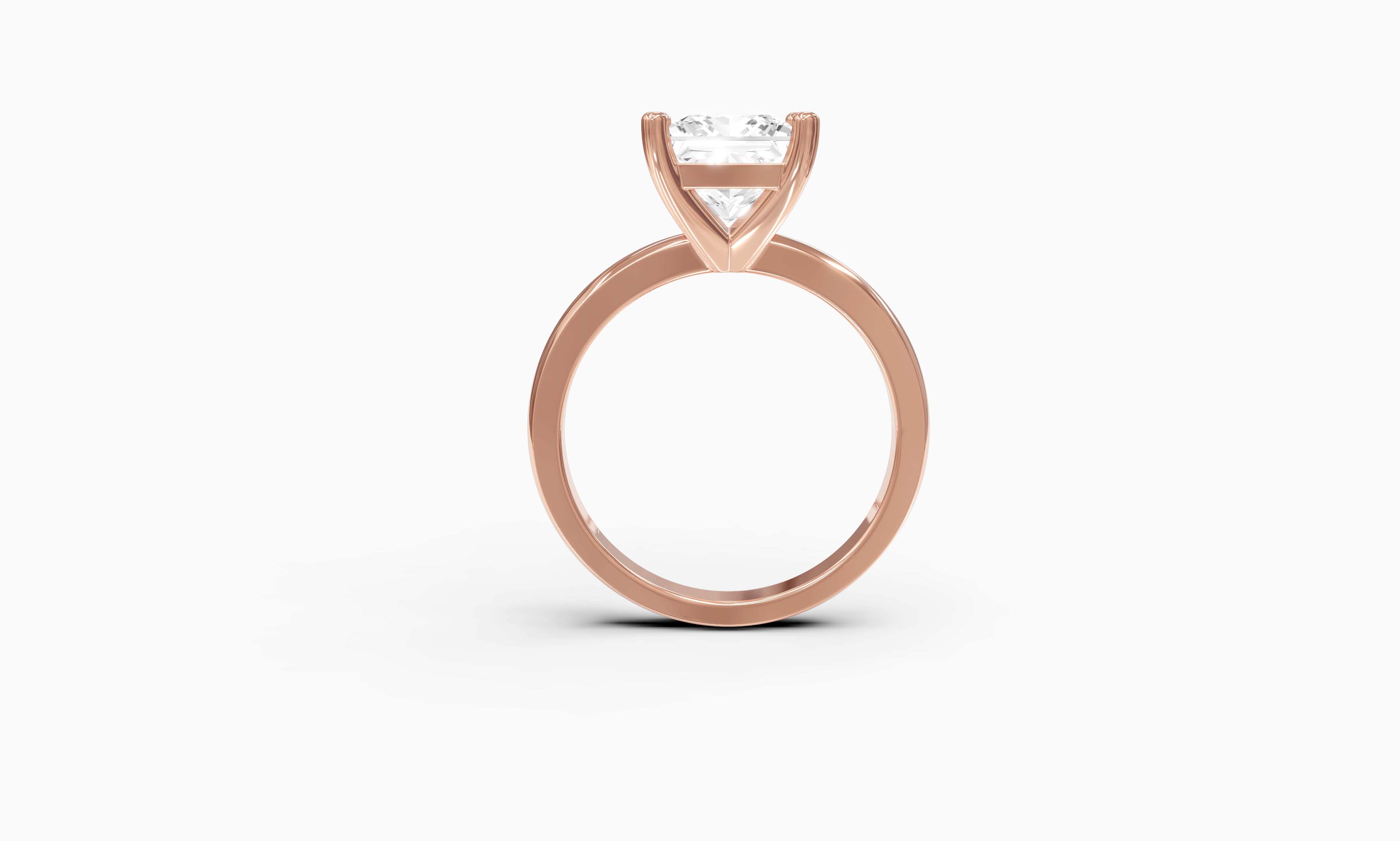 "Principessa" Princess Solitaire Ring in Rose Gold