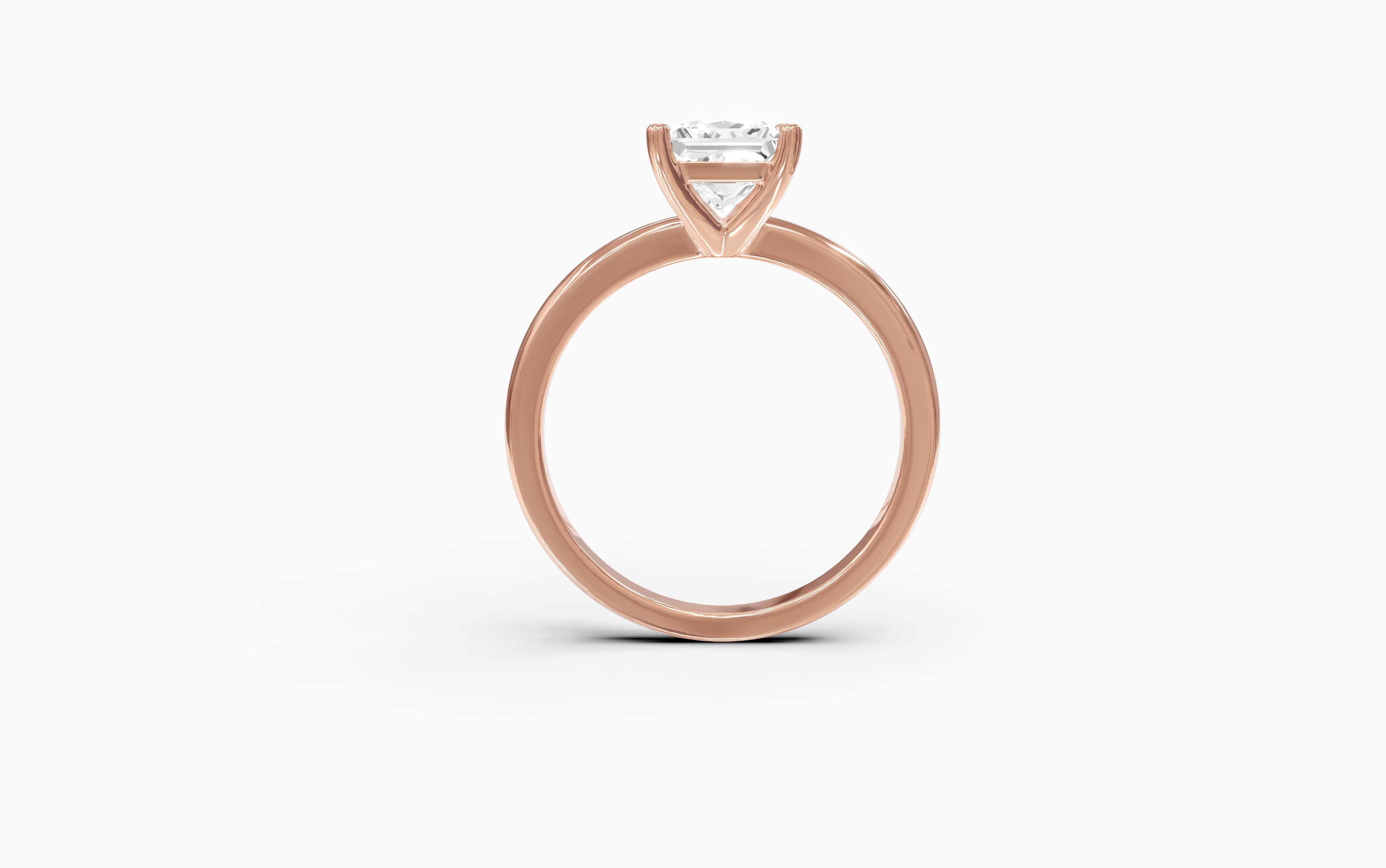 "Principessa" Princess Solitaire Ring in Rose Gold