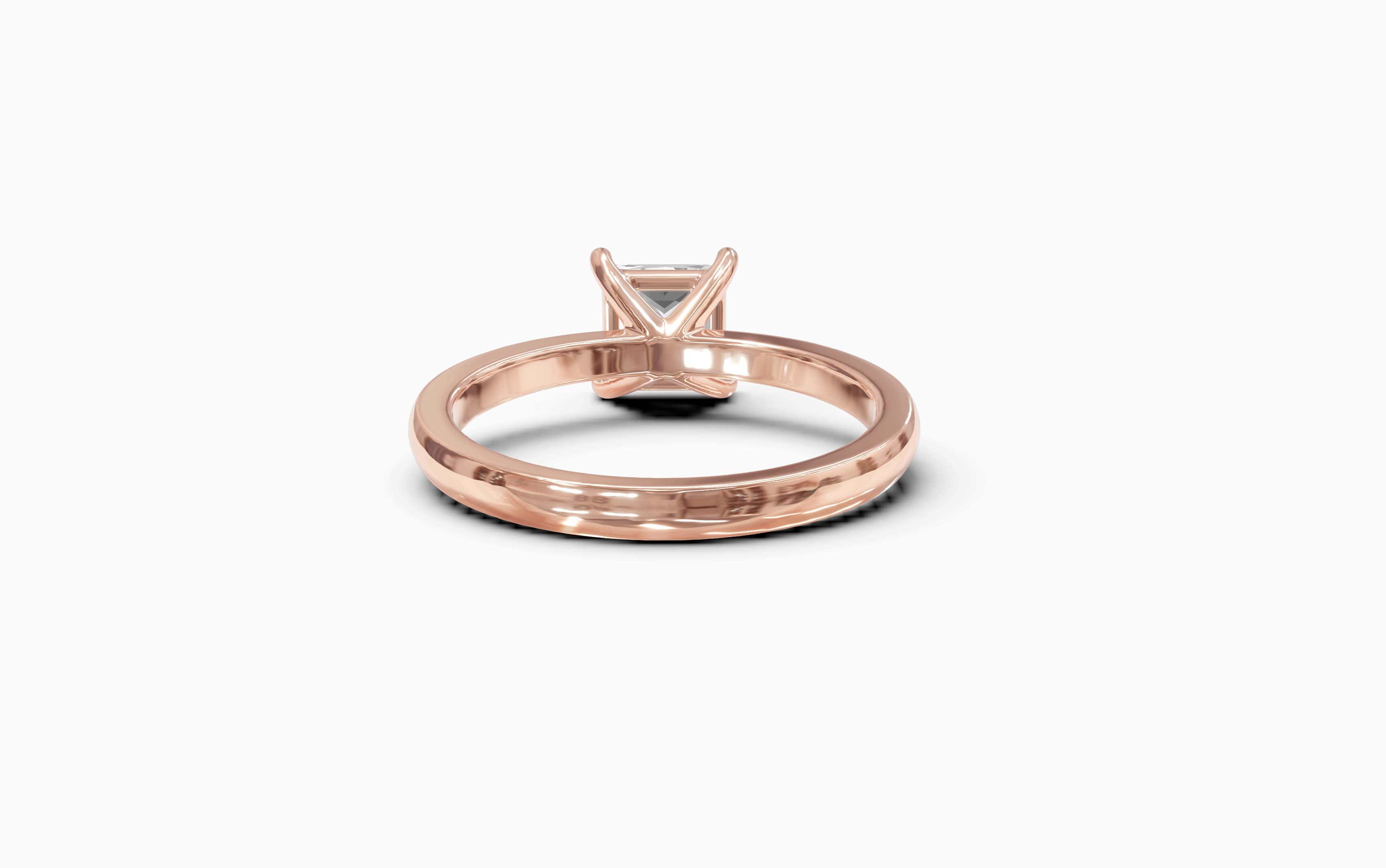 "Principessa" Princess Solitaire Ring in Rose Gold