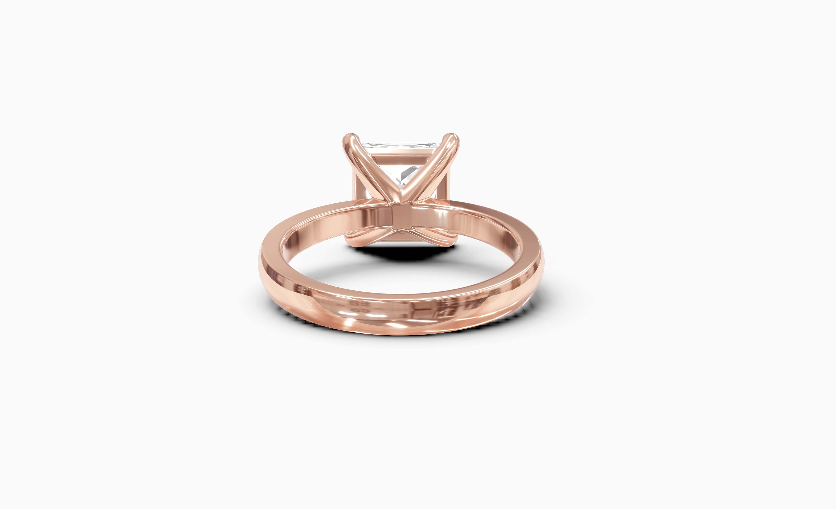 "Principessa" Princess Solitaire Ring in Rose Gold