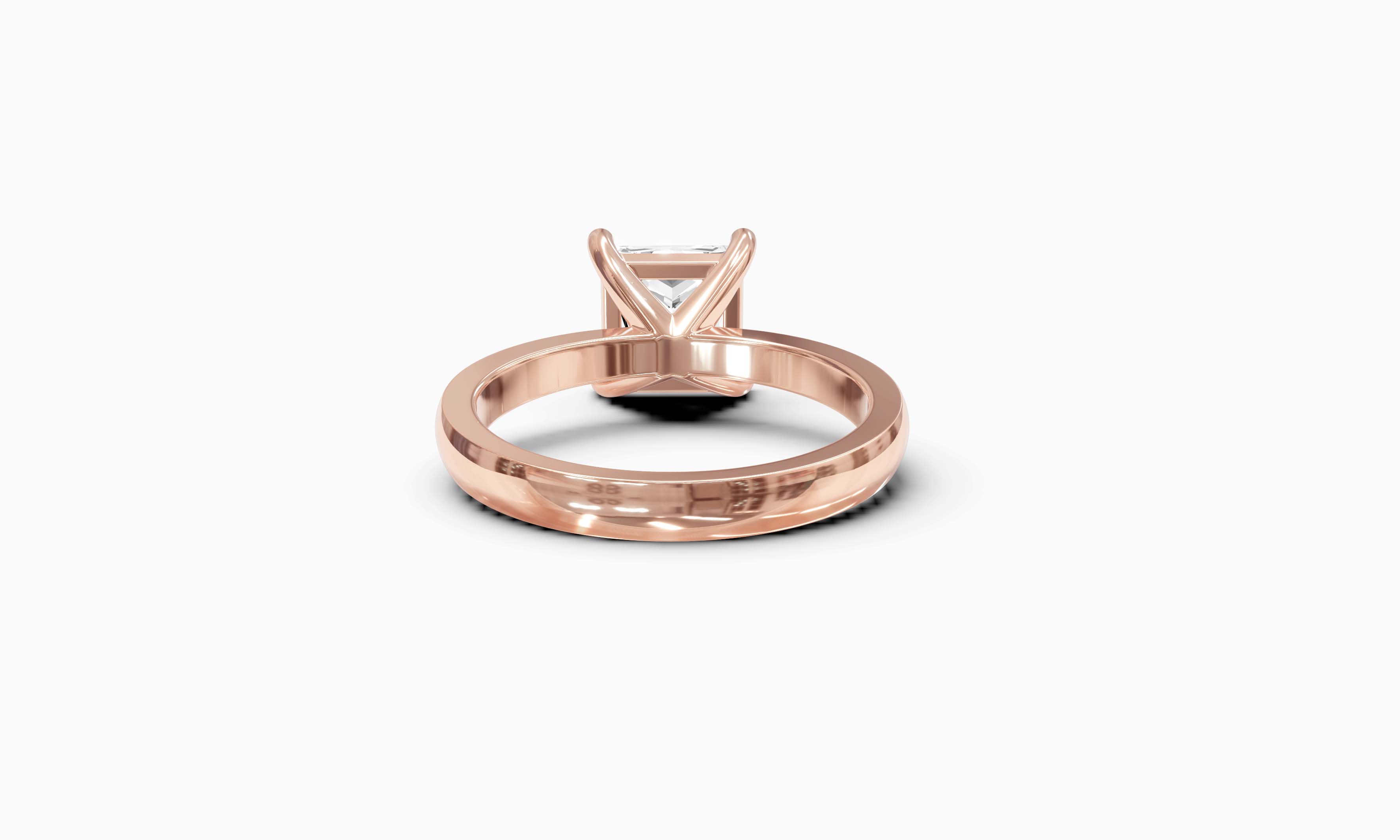 "Principessa" Princess Solitaire Ring in Rose Gold