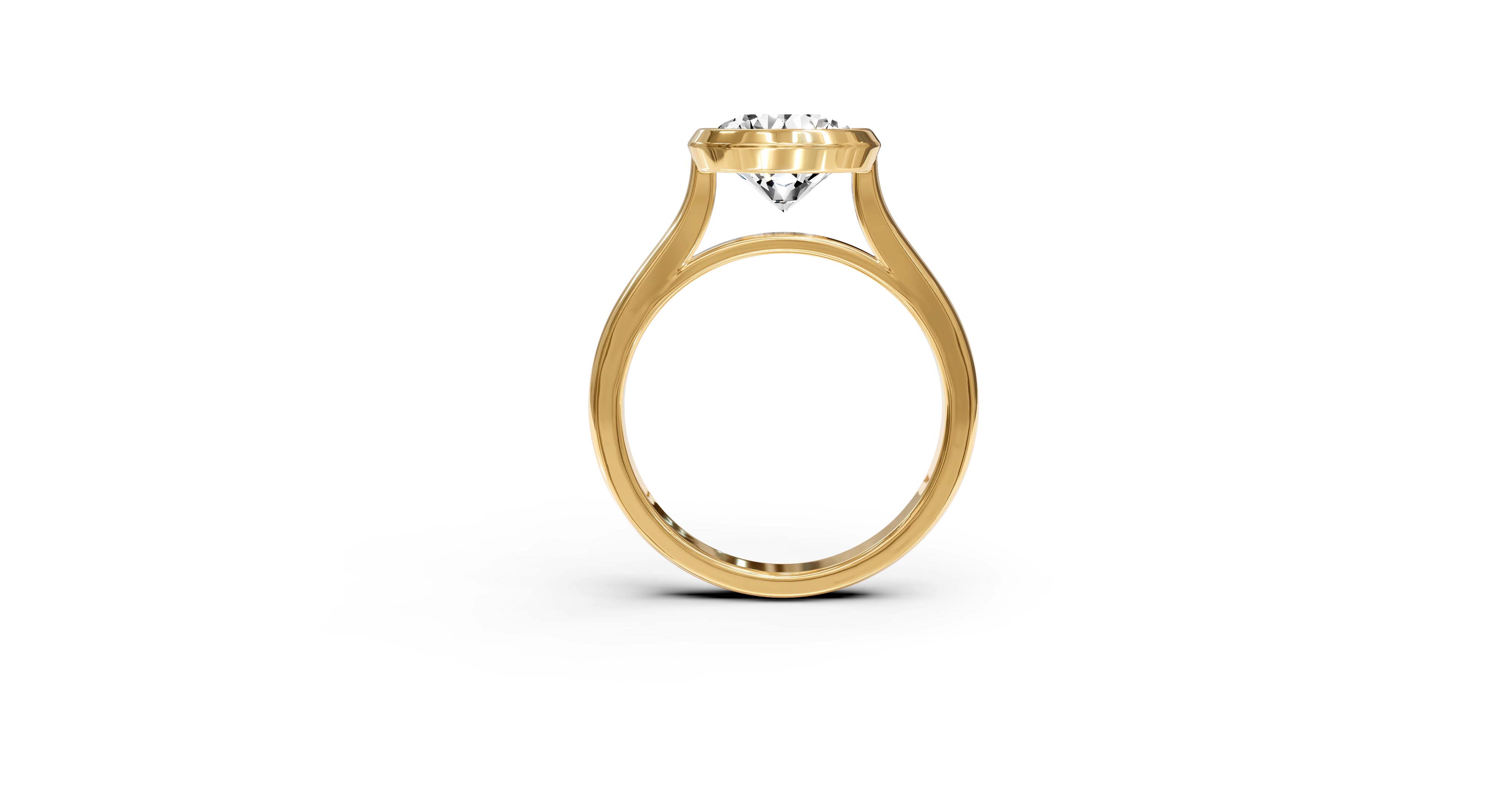 "Modern Perfection" Round Bezel Solitaire Ring in Yellow Gold