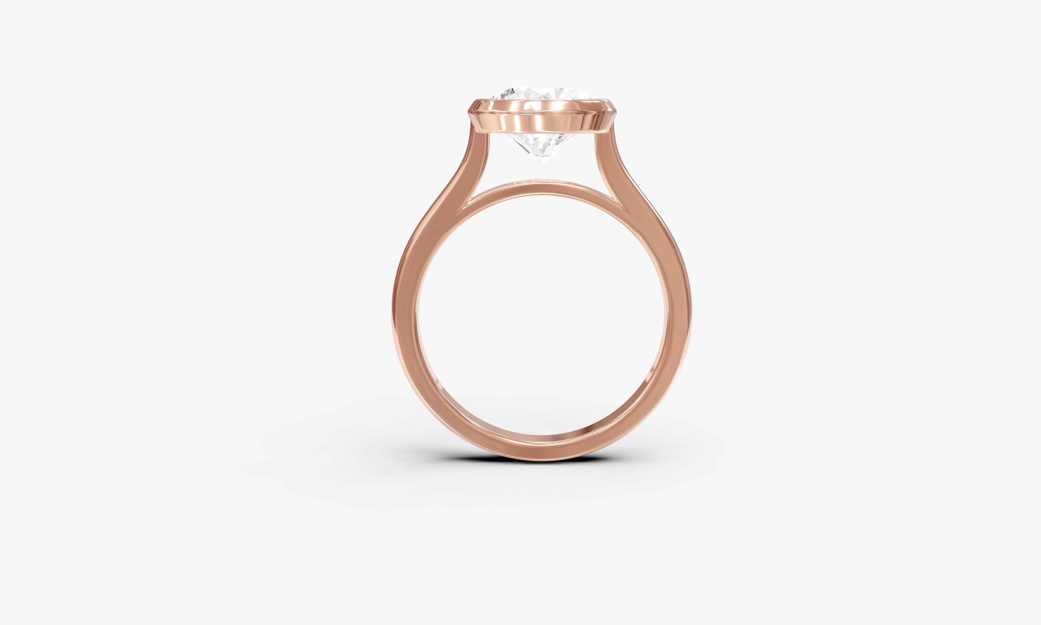 "Modern Perfection" Round Bezel Solitaire Ring in Rose Gold