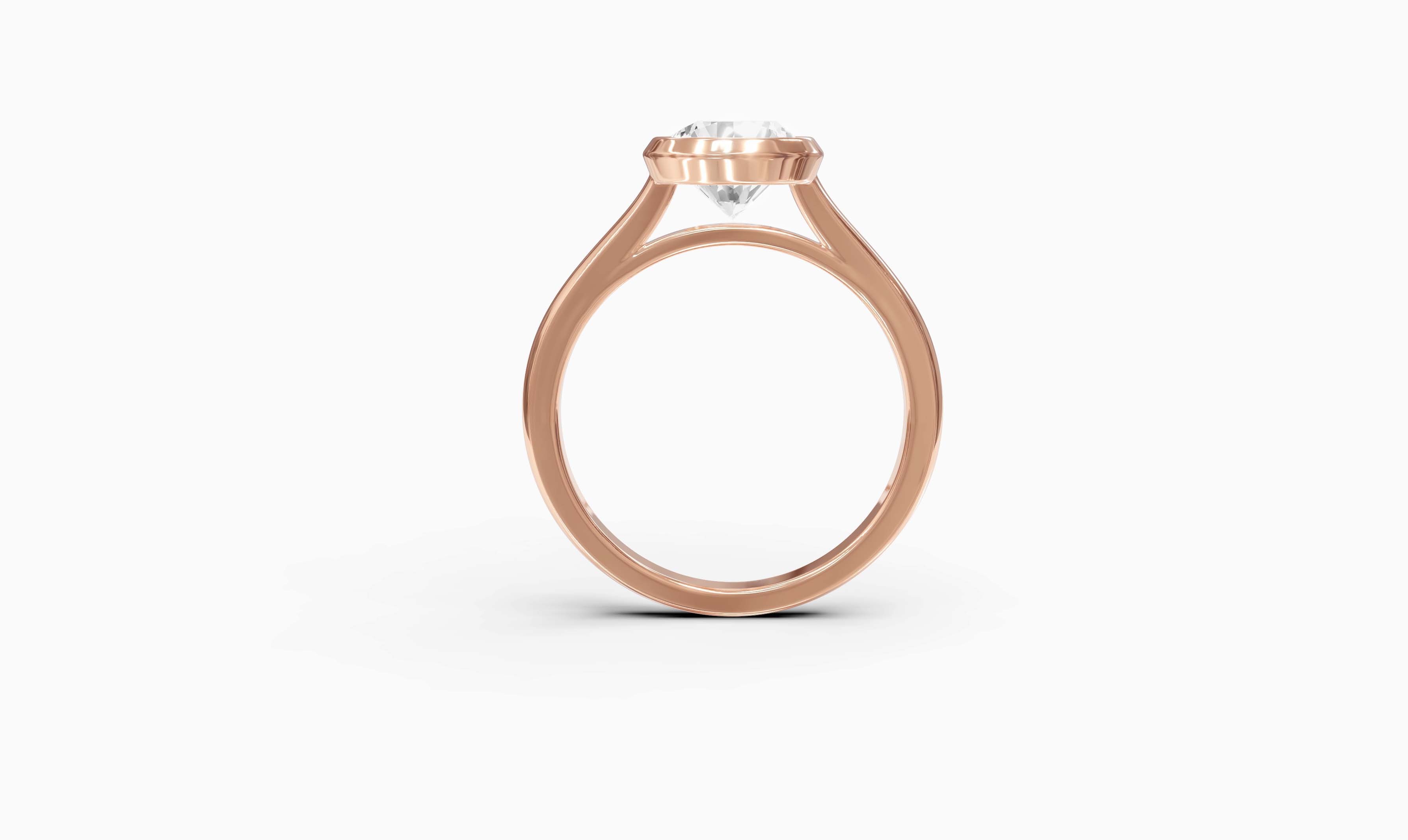 "Modern Perfection" Round Bezel Solitaire Ring in Rose Gold