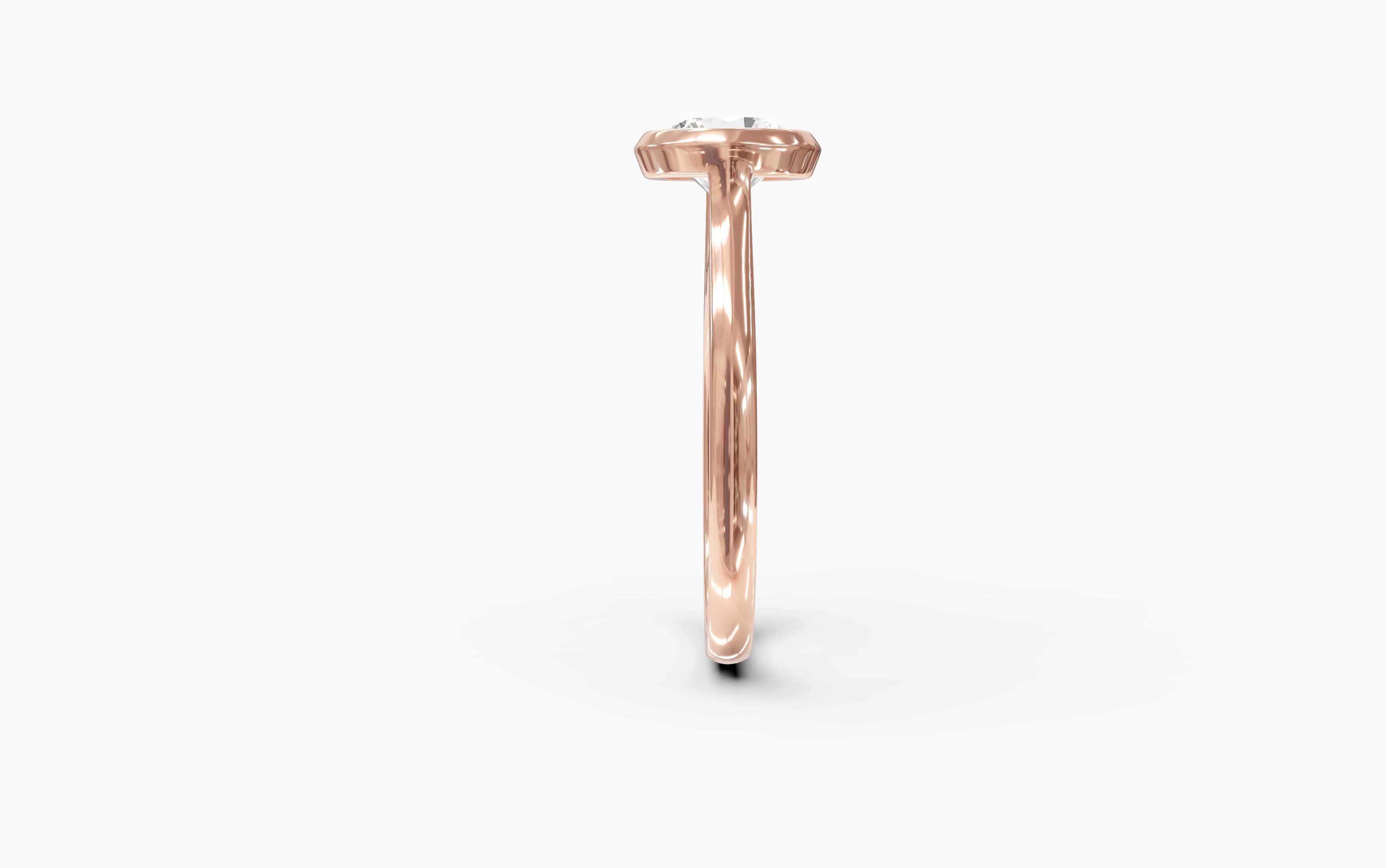 "Modern Perfection" Round Bezel Solitaire Ring in Rose Gold